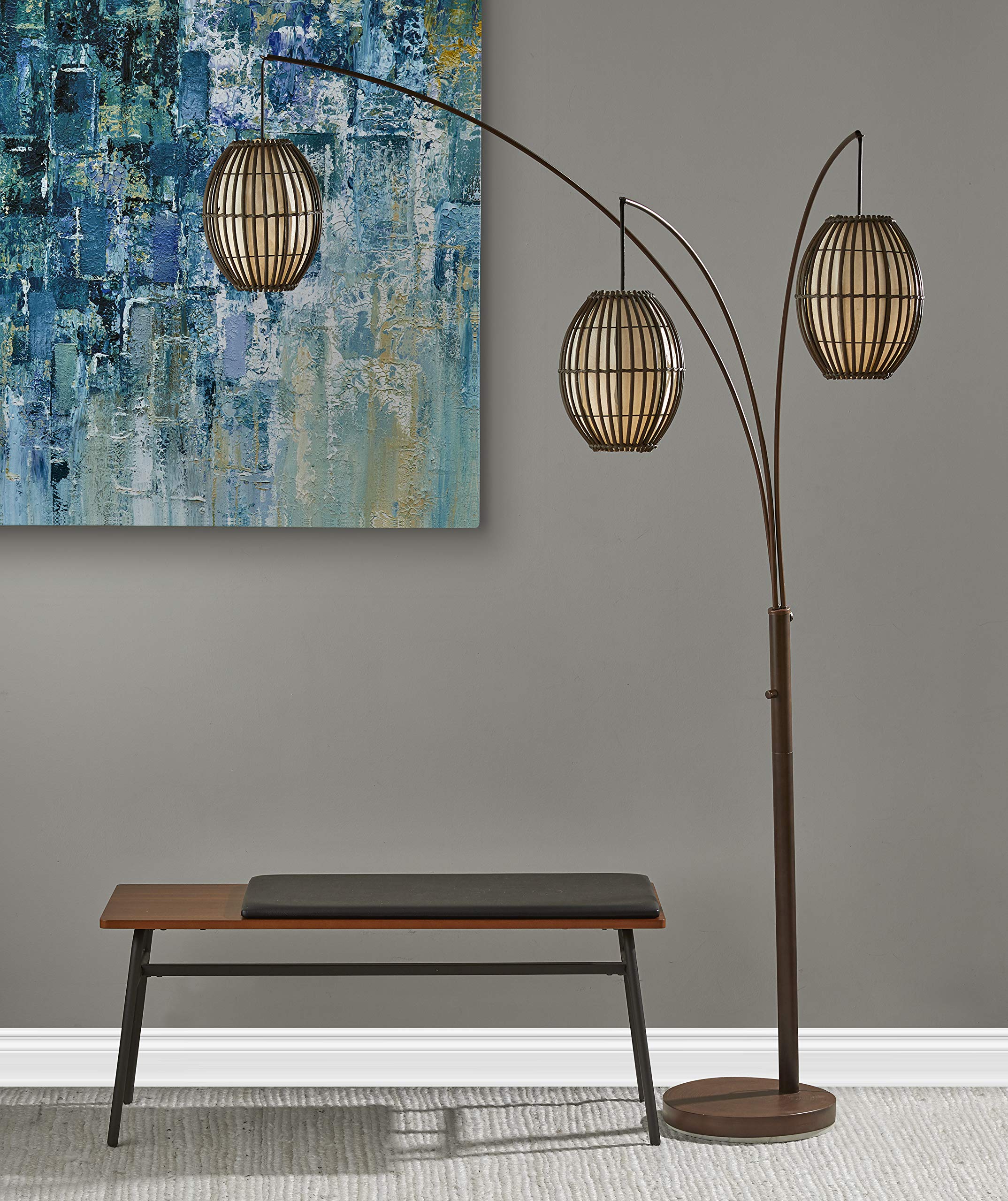 Adesso 4026-26 Maui Arc Lamp, 82 in., 3x60W Incandescent,13 CFL, Antique Bronze, 1 Floor Lamp