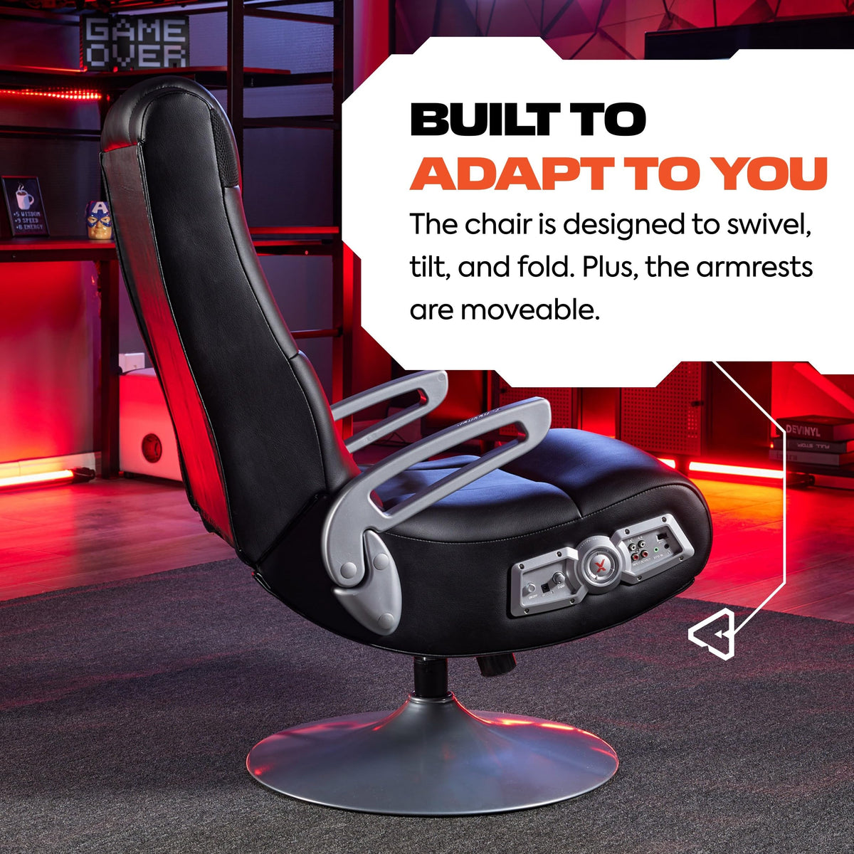 X Rocker SE Pro Video Gaming Lounging Pedestal Chair, Wireless Audio, 2 Speakers, Subwoofer, Foldable, Padded Armrest, 5127401, 30.7" x 30.7" x 39.76", Amazon Exclusive, Black