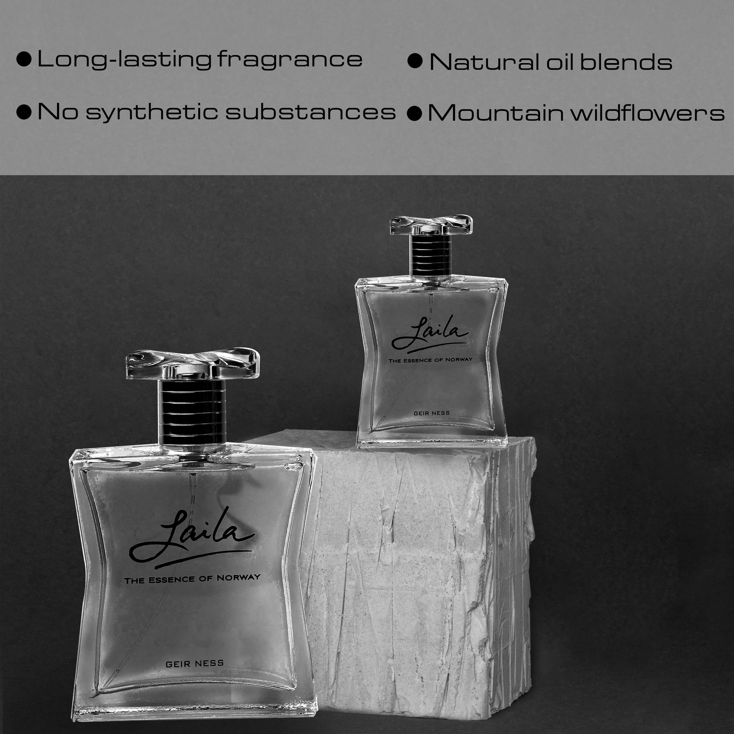 Geir Ness Laila Eau de Parfum Spray - Long Lasting Fresh, Airy and Clean Fragrance for Women - Blend of Fruity and Floral Scent - 3.4 oz
