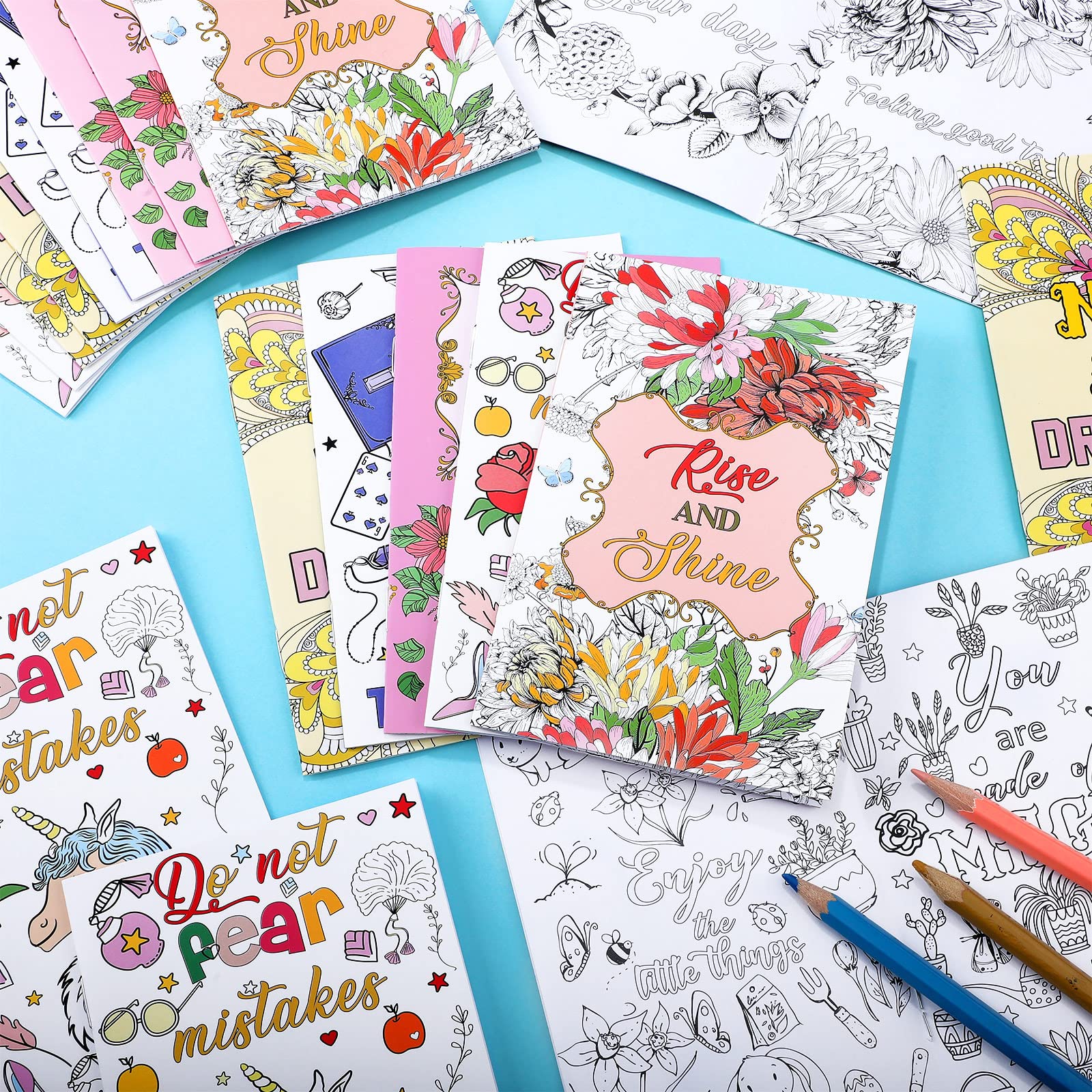 Eaasty 75 Pcs Mini Adult Coloring Books Bulk Mandala Activity Books with Positive Quote Motivational Inspirational Coloring Gifts for Kids Adults Stress Relieving Holiday Party Favors Back to School
