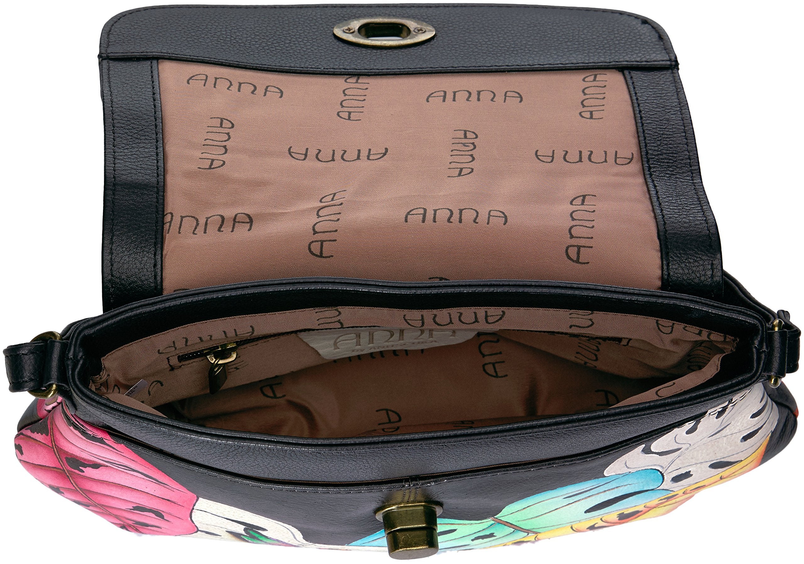 Anna by Anuschka womens Anna Anuschka, Handpainted Leather Medium Flap Body-lovely Leaves Cross Body Handbag, Lovely Leaves, One Size US
