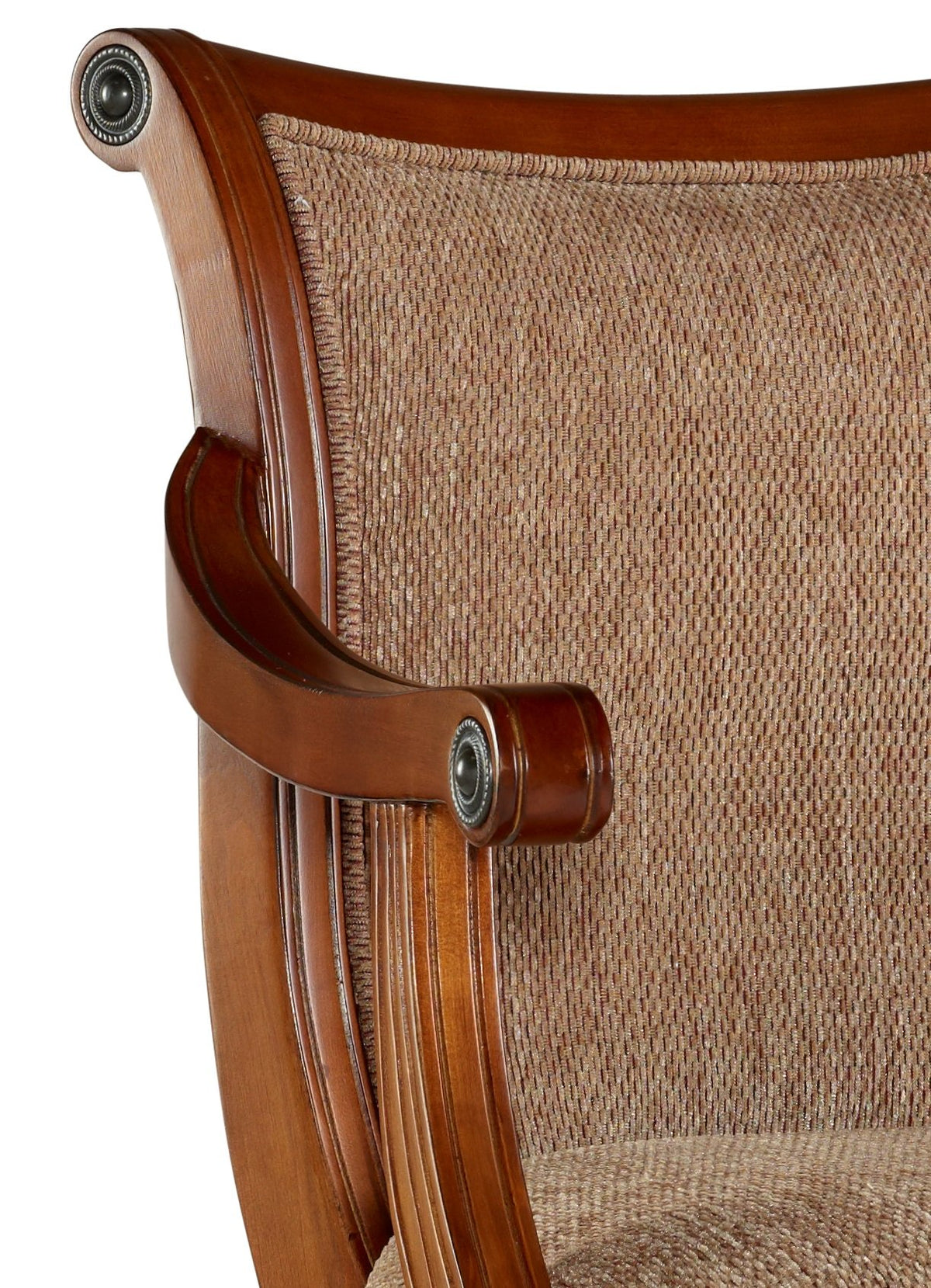 Powell Furniture Brandon Swivel Arm Barstool with Extra Padded Upholstered Seat by Powell, Bar Height, Cherry Brown