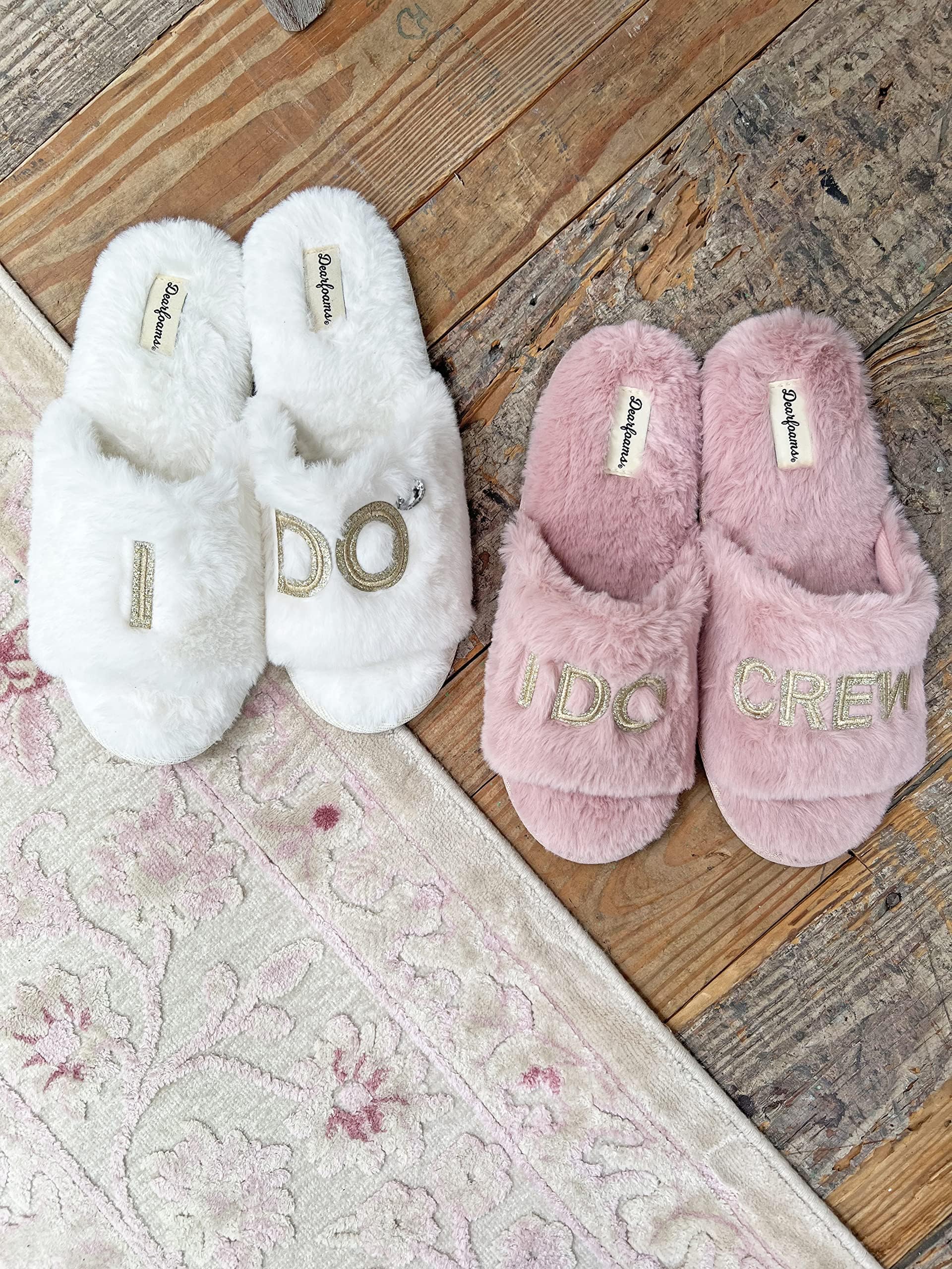 Dearfoams Women's Bride and Bridesmaid Gifts I Do Crew Slippers for Wedding and Bachelorette Party, Medium