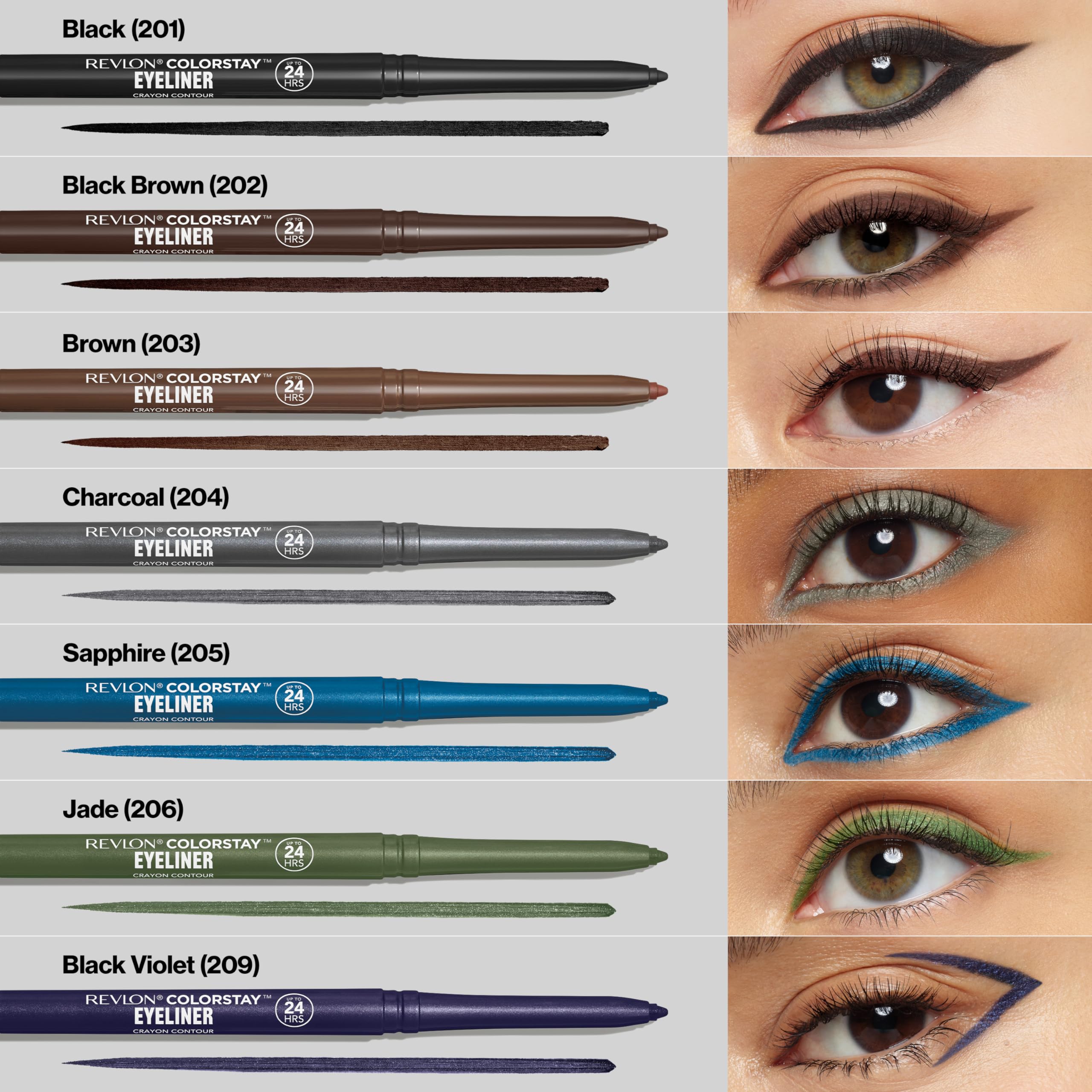 Revlon ColorStay Eyeliner Pencil, Eye Makeup Stocking Stuffers for Women, Built-In Sharpener, Waterproof, Smudgeproof, 201 Black, 0.01 oz (Pack of 1)