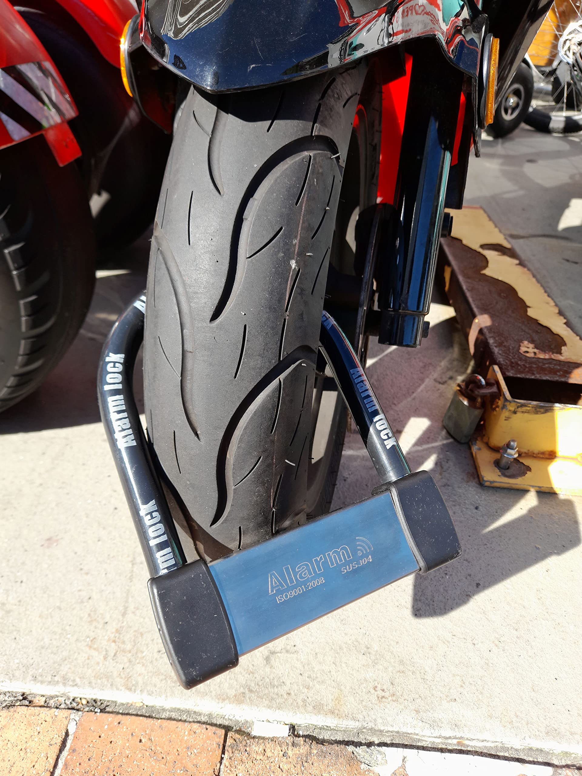 EnzZone Heavy Duty Anti Theft Alarm U Lock for E-Bikes, Scooters, Motorcycles - 16mm Stainless Steel, 3 Keys, Weatherproof