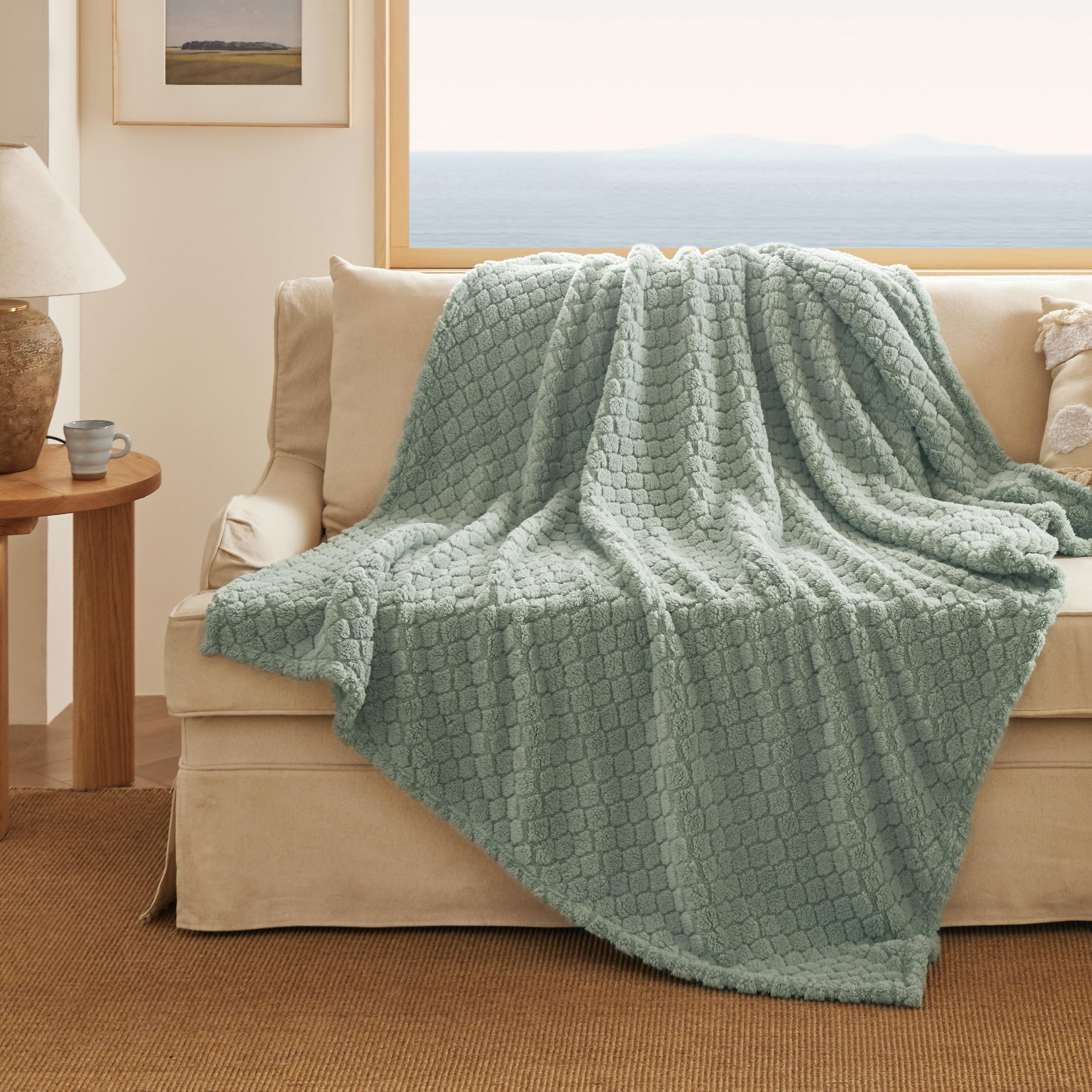 Bedsure Sage Green Throw Blanket for Couch - Super Soft Cozy Blankets for Women, Cute Small Blanket for Girls, 50x60 Inches
