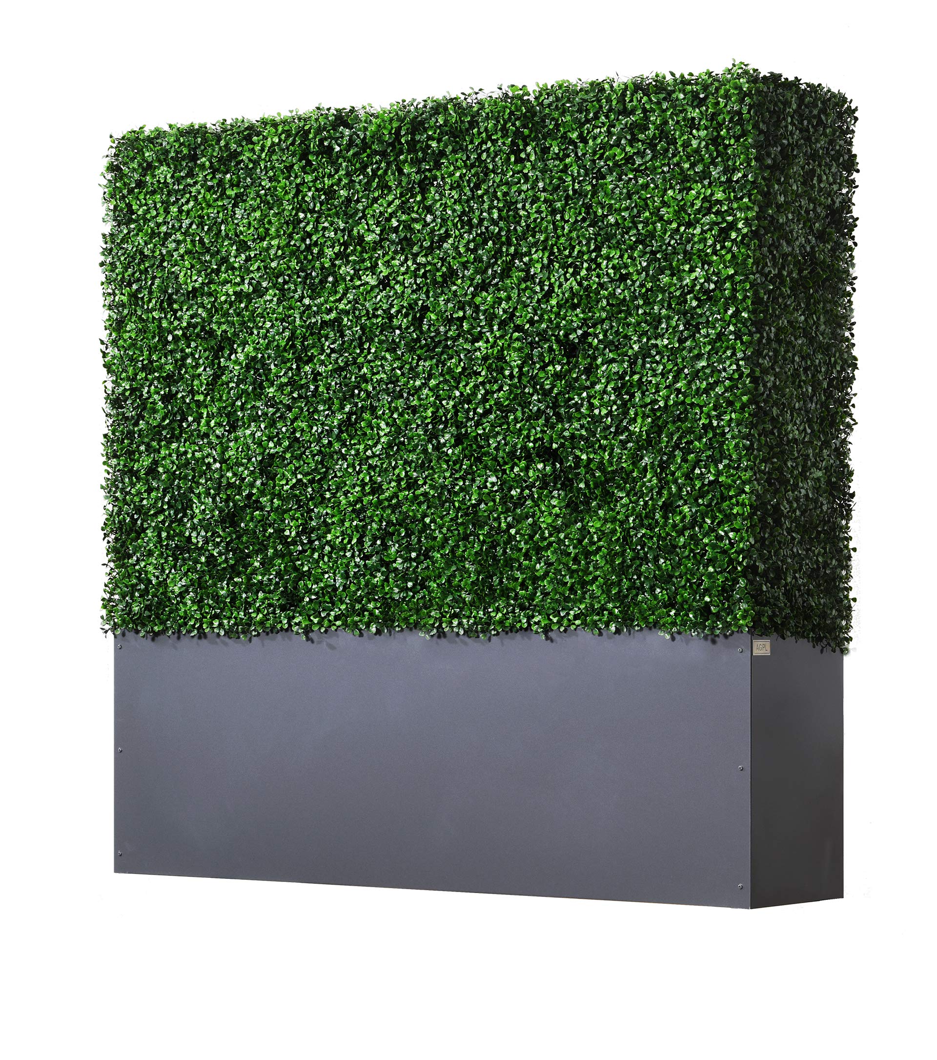 AGPL Upgraded Artificial Boxwood Hedge Wall with Gray Color Planter Room Divider and Privacy Wall Backdrops (48" H 48" W 12" D)