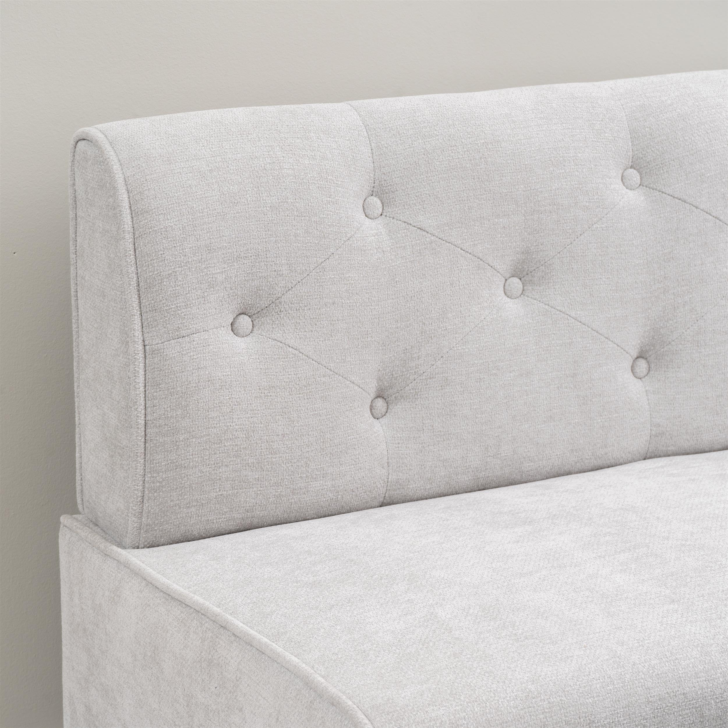 Powell Linon Hale Tufted Back Fully Upholstered Corner Nook Bench in Light Grey