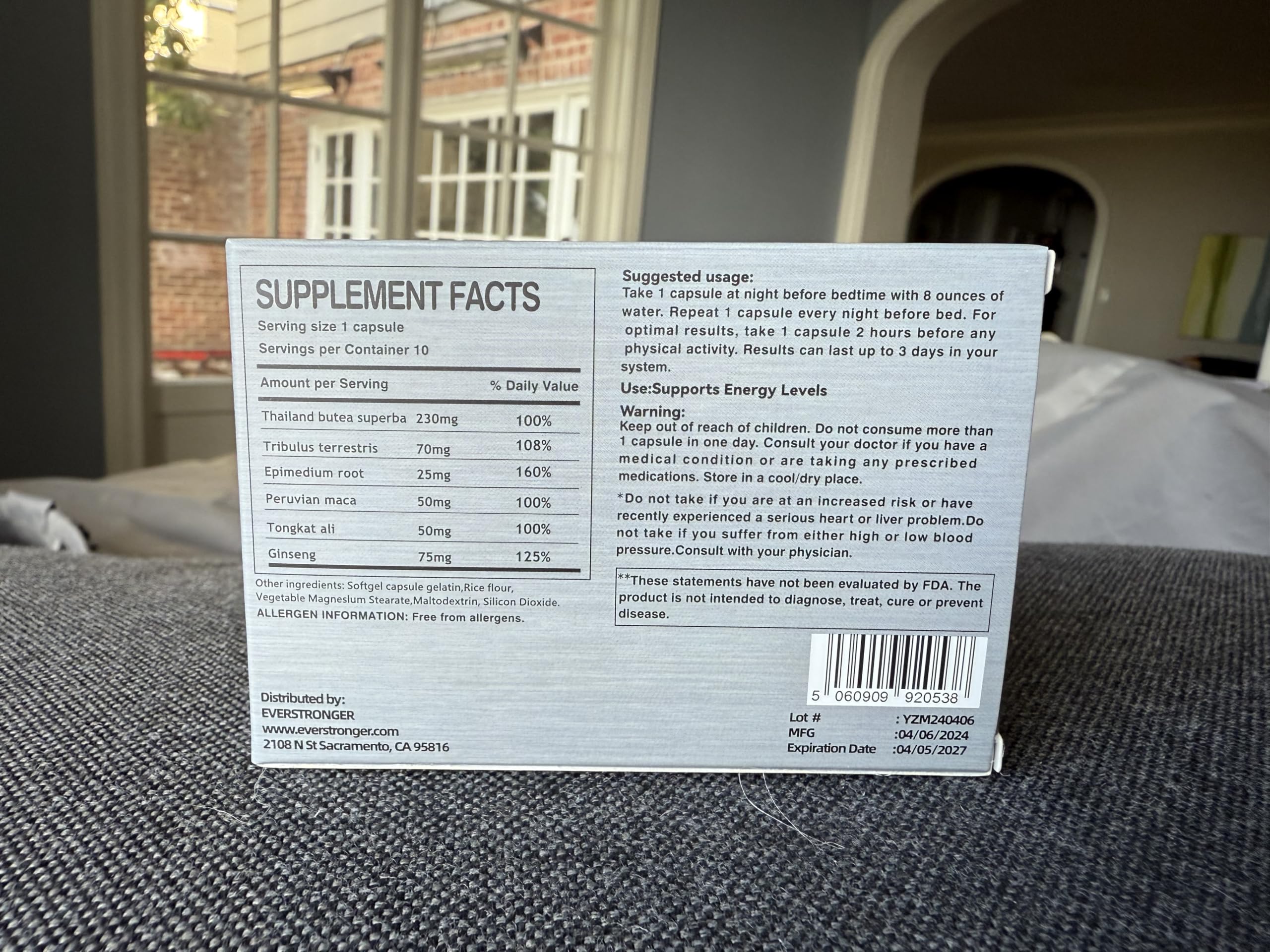 EVERSTRONGER Men’s Vitality Supplement with Butea Superba – Helps Boost Energy, Strength, and Endurance – 10-Pack