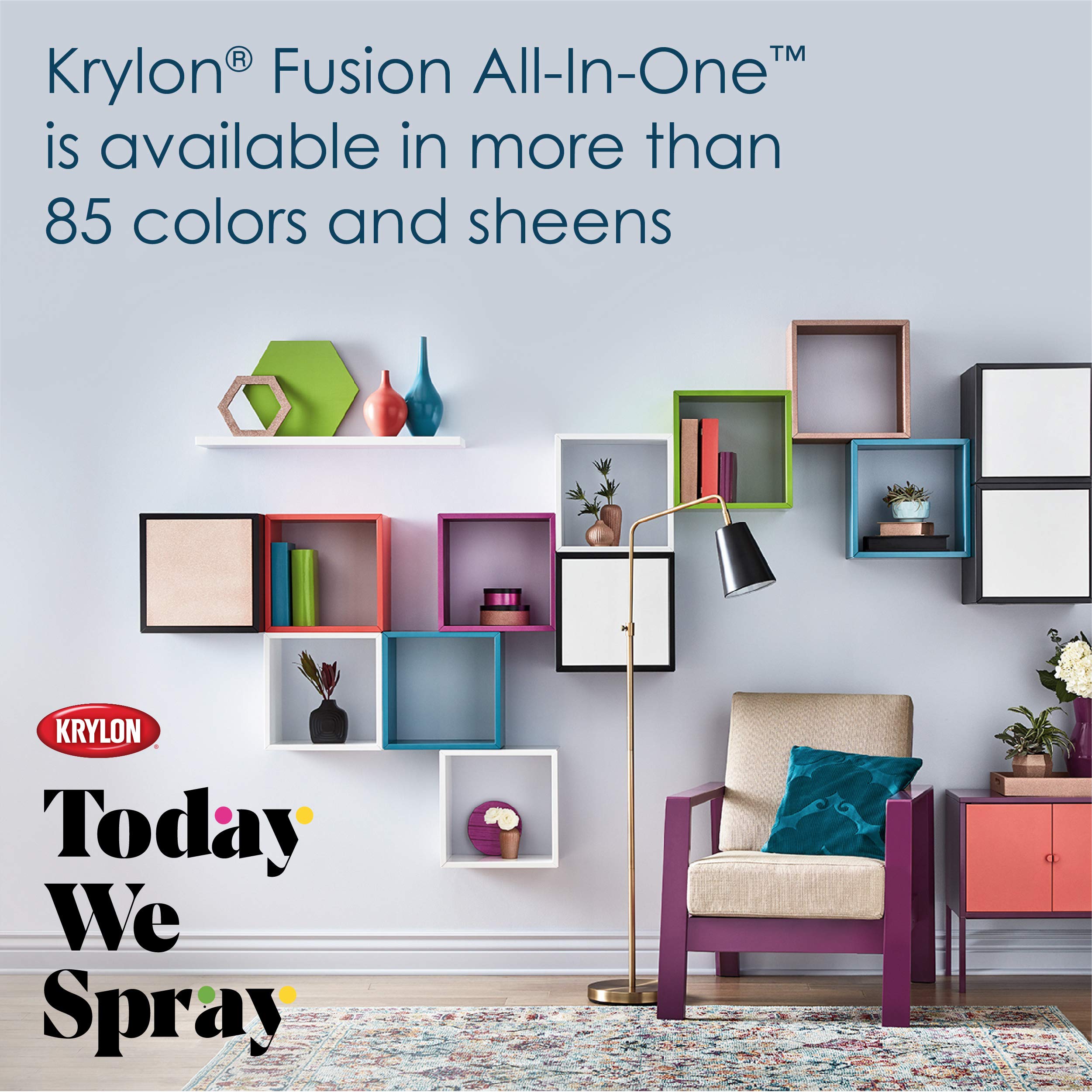 Krylon Fusion All-In-One Adhesive Spray Paint for Indoor/Outdoor Use, 12 oz, Aluminum