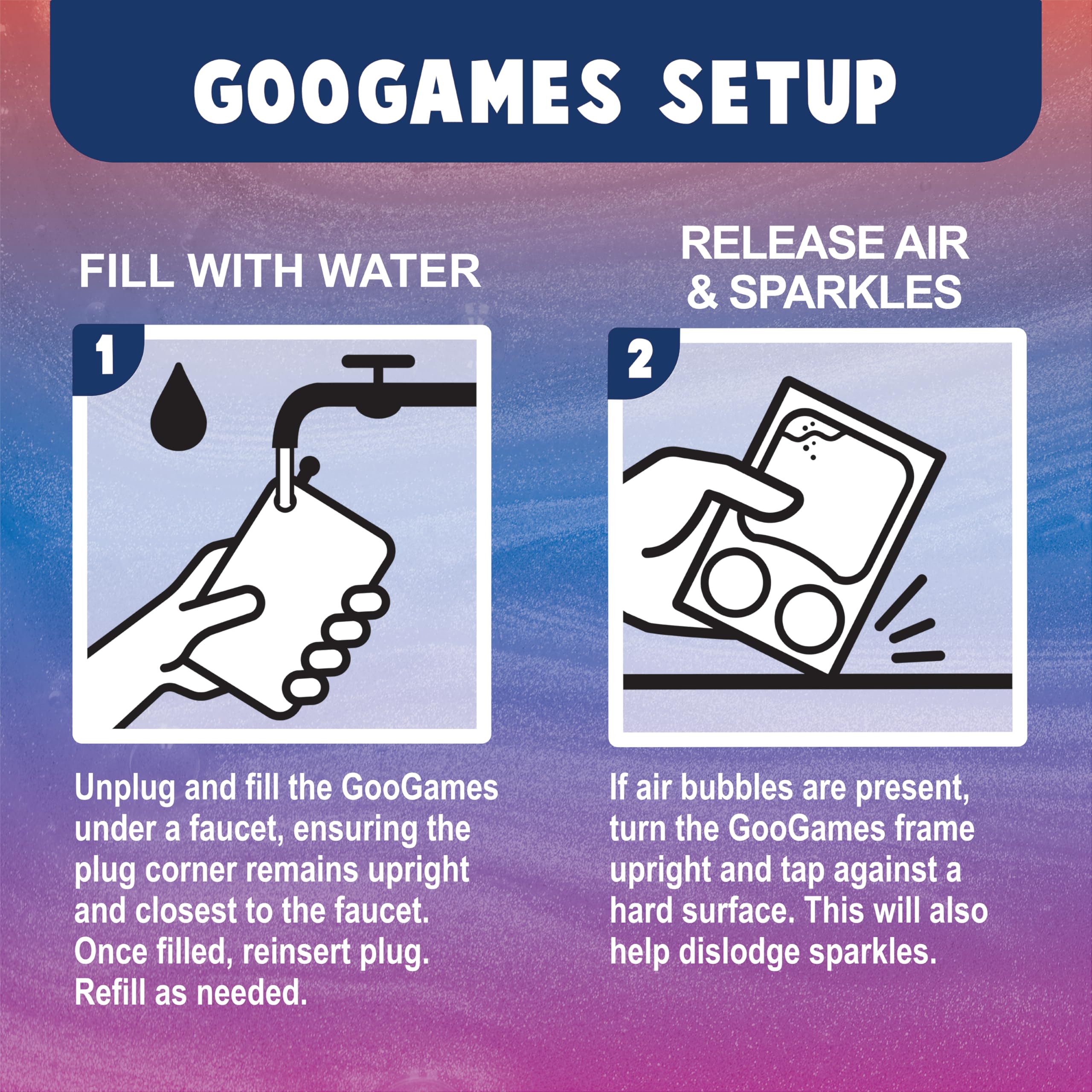 GooGames, Hand-Held Water Games with Floating Treasures, Sensory Fidget Game Adventures, Non-Toxic, No-Mess, Mesmerizing Glitter Fun, 3 Game Cards Included, Refillable, Perfect Travel Toy! (Candies)