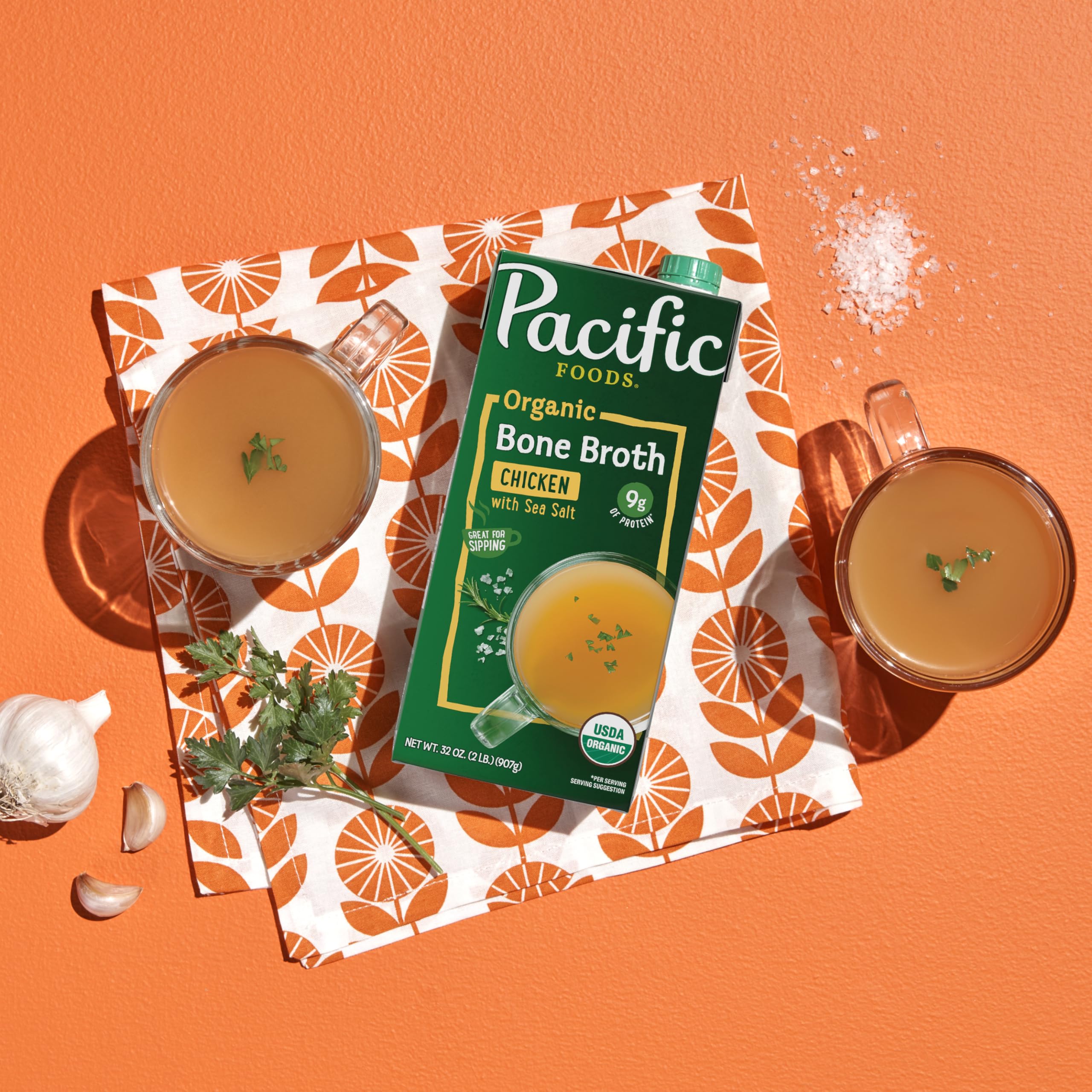 Pacific Foods Organic Chicken Bone Broth With Sea Salt, 32 oz Carton