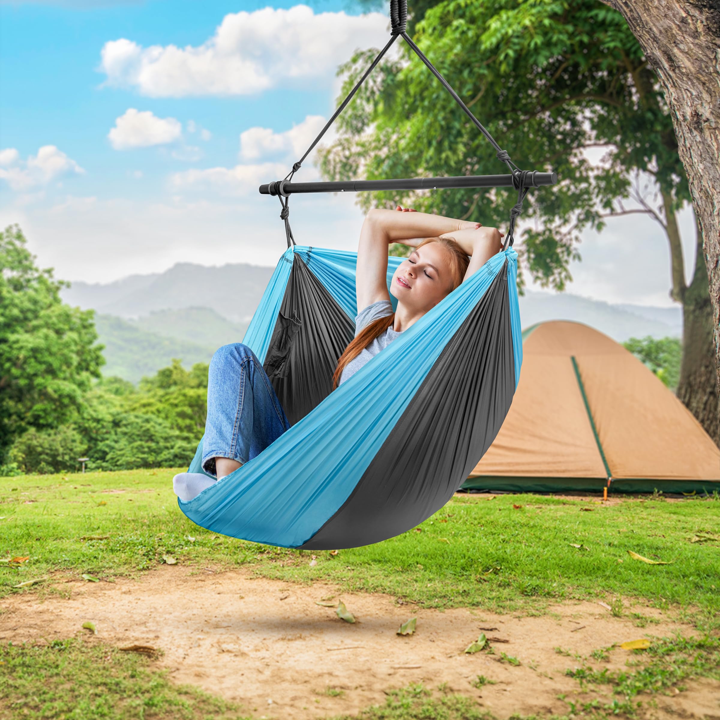 Sorbus Hanging Hammock Chair - Tree Pod Sensory Swing - Outdoor Camping Cacoon Chair - Collapsible and Lightweight Swings - Swinging Rocker Chairs for Camp, Travel, Hiking, Tent, Porch (500 lb Max)