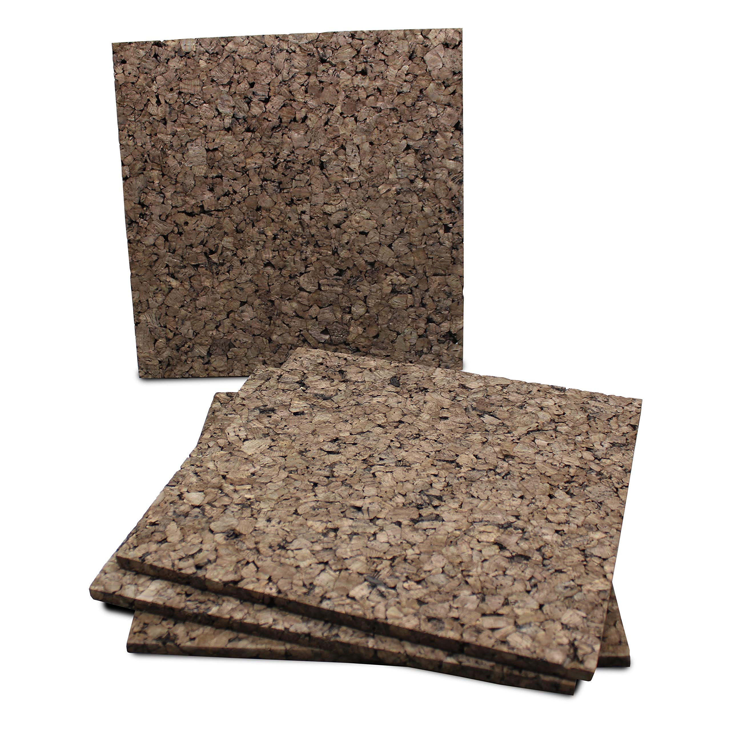 Flipside Products 12 x 12 x 9.5MM Thick Dark Brown Cork Squares, Wall Tiles, Square Pinning Cork Board, Bulletin Board Mini Wall Board - 4 Pack