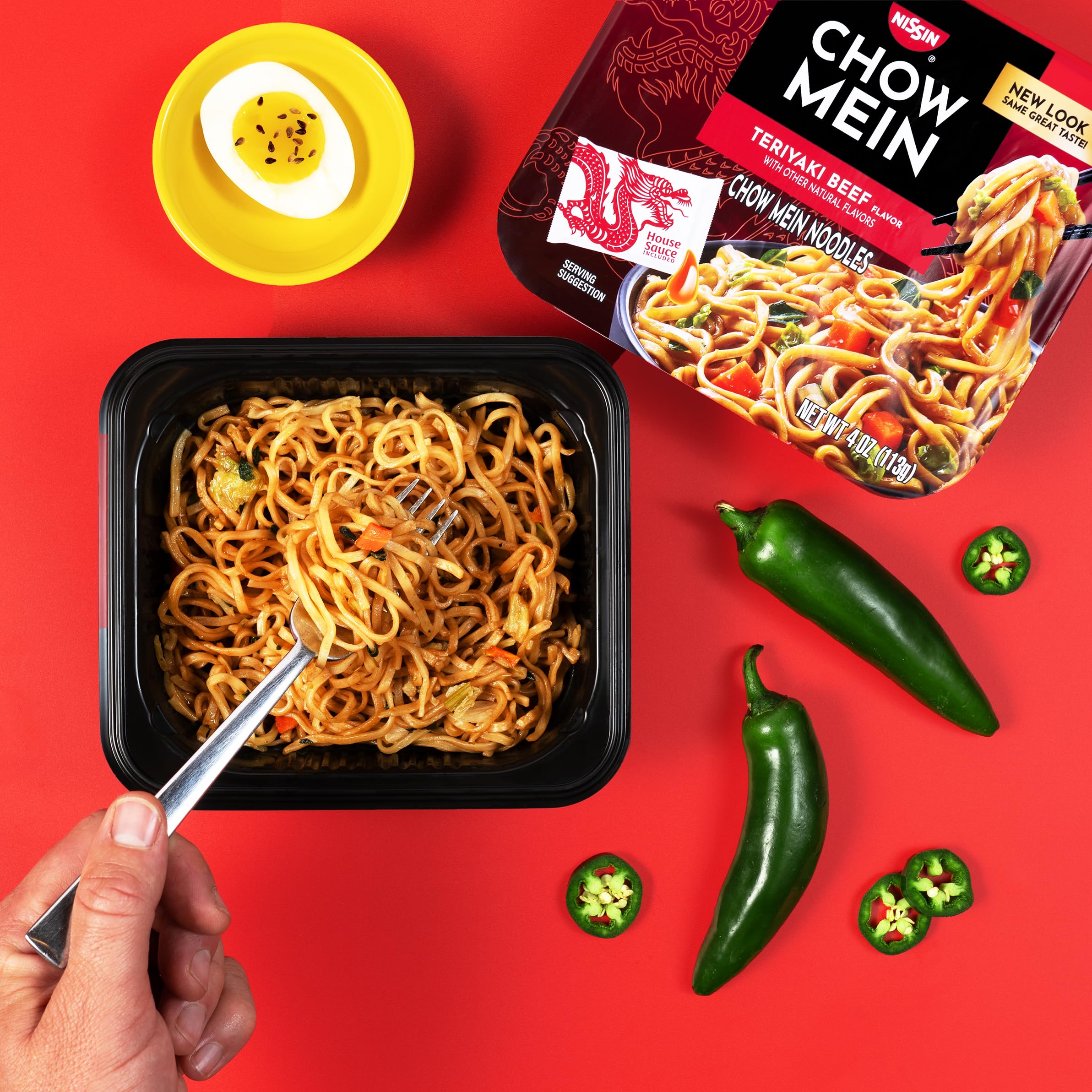 Nissin Chow Mein Noodles, Teriyaki Beef, 4 Ounce (Pack of 8)