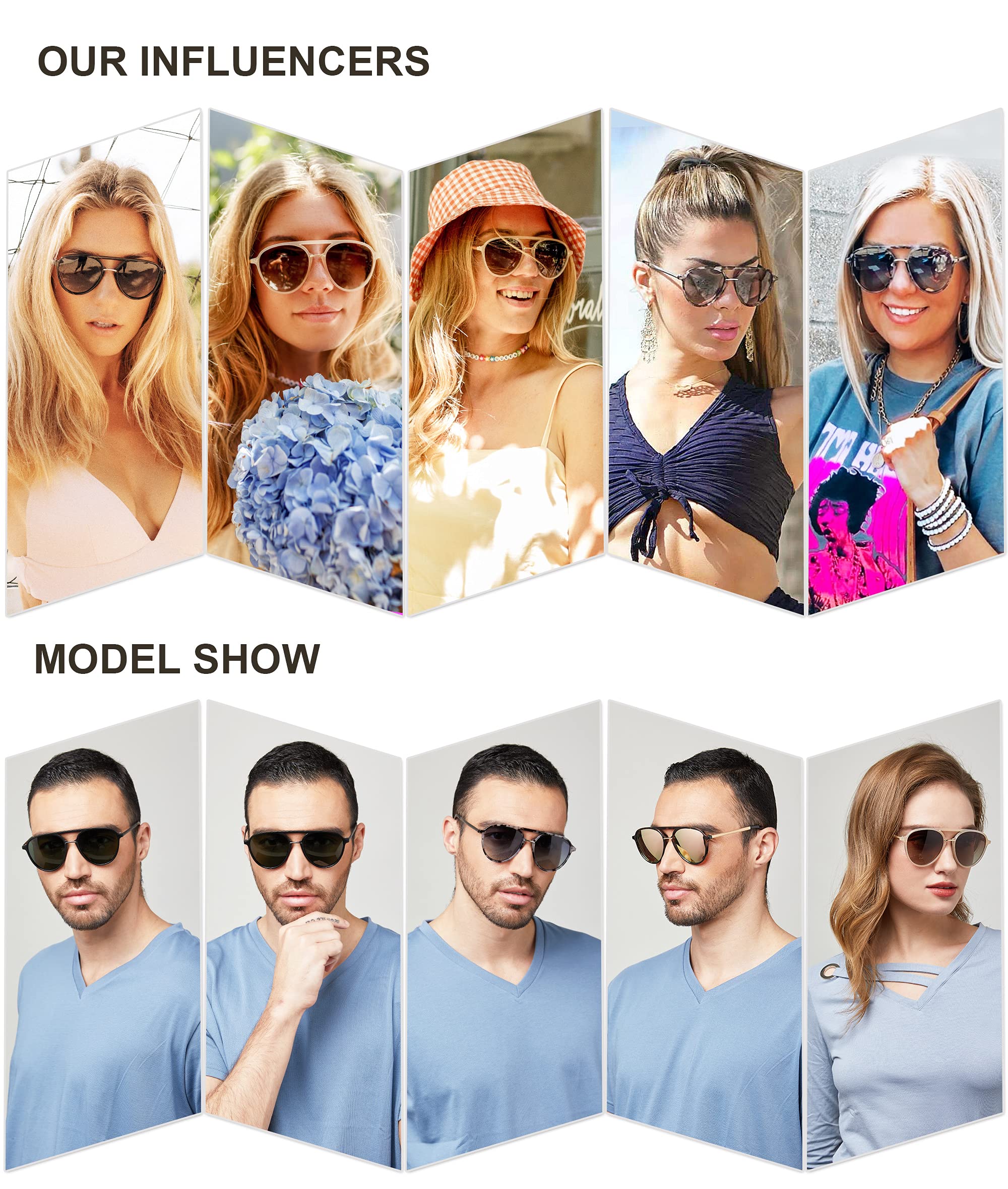 SOJOS Retro Aviator Polarized Sunglasses for Women Men Double Bridge Ladies Shades SJ2078 with Crystal Pink Frame/Gradient Brown Lens