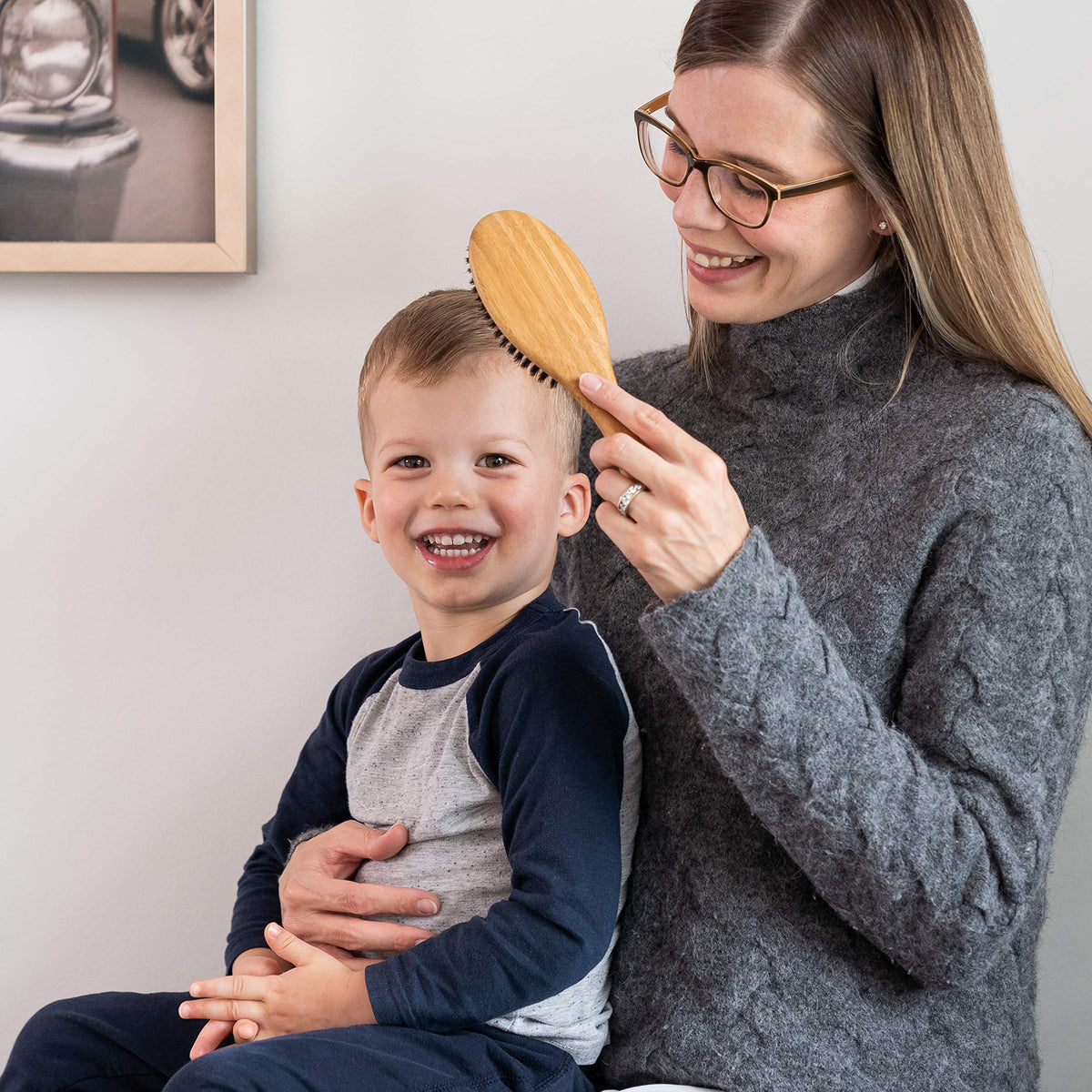 Boar Bristle Hair Brush Set - Designed for Kids, Women and Men. Natural Bristle Brushes Work Best for Thin and Fine Hair, Add Healthy Shine, Improve Texture, Reduce Frizz. Wood Wet Detangler Comb