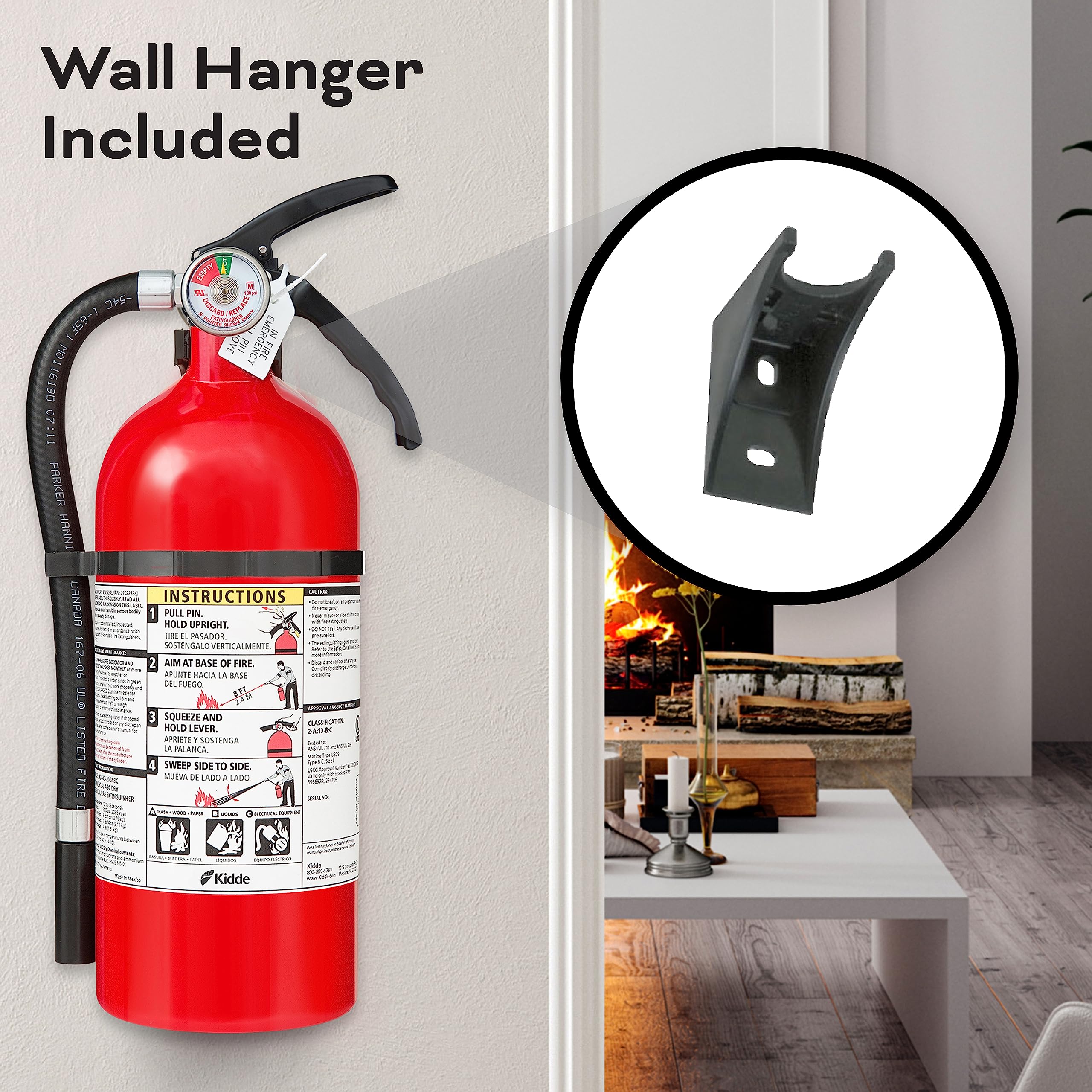 Kidde Fire Extinguisher for Home & Office Use, 2-A:10-B:C, 7.13 Lbs., Hose & Wall Mount (Included)