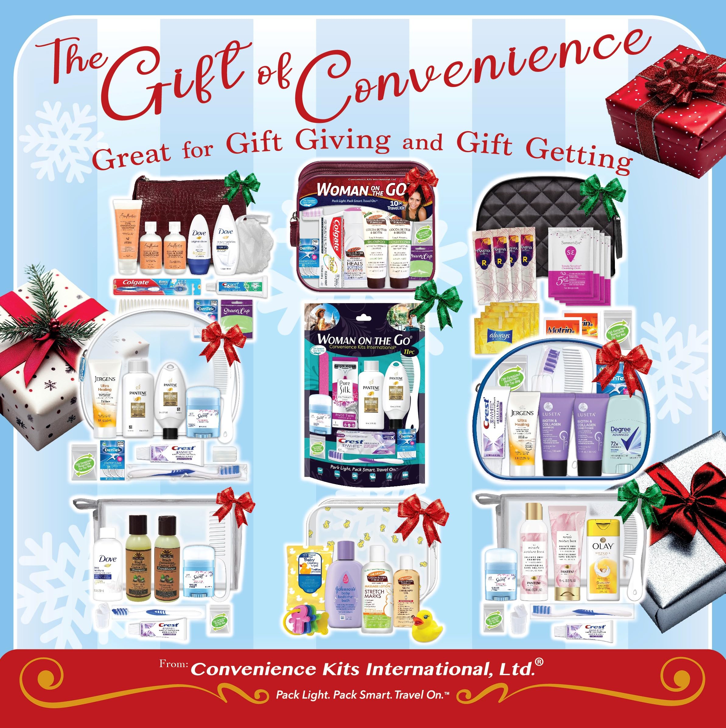 Convenience Kits International Women’s Premium 20-Piece Kit with Travel Size TSA Compliant Essentials in Stylish Cosmetic Bag