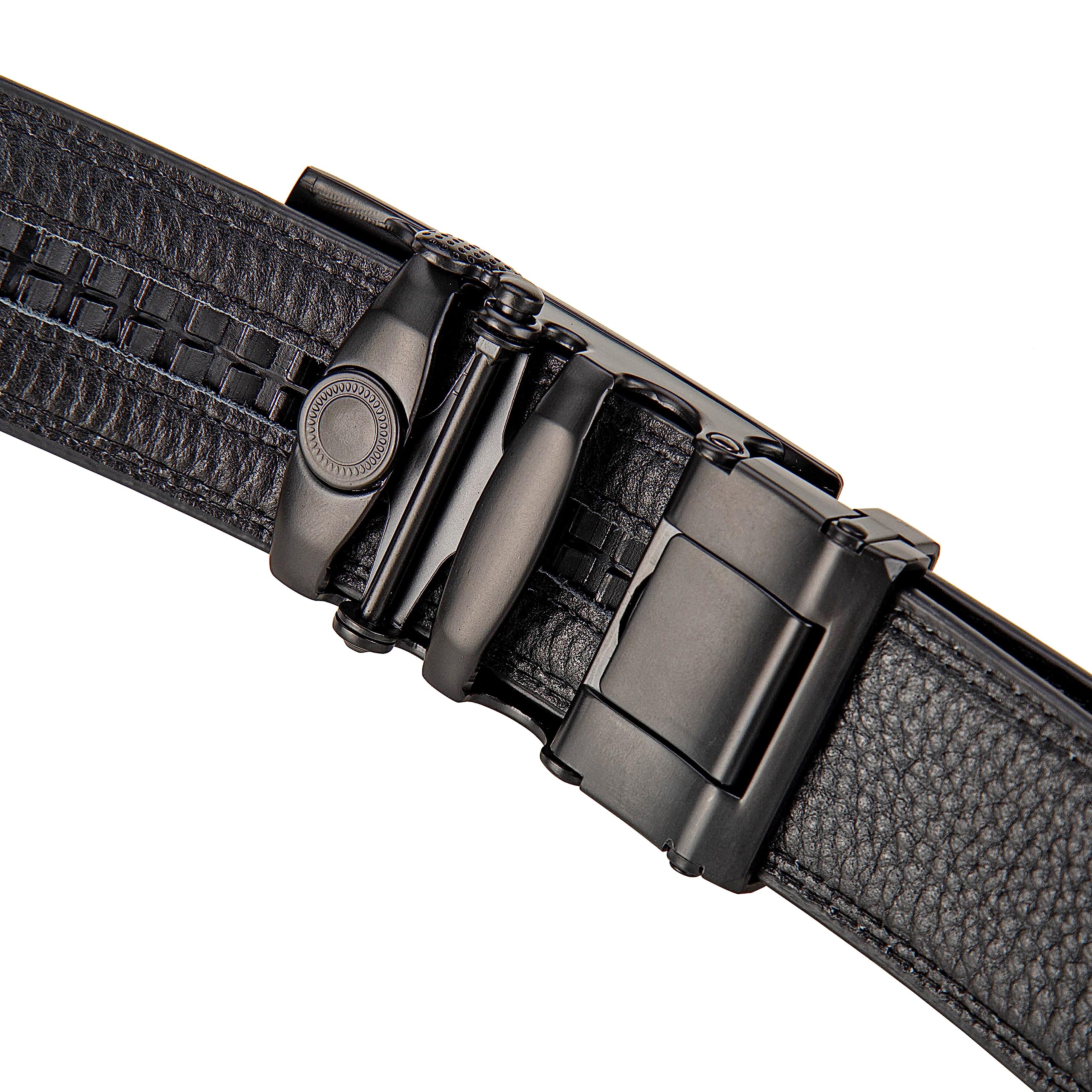 Mark Fred Leather Reversible Ratchet Belt (Black/Navy, One Size - Up to 51), Mens Belt