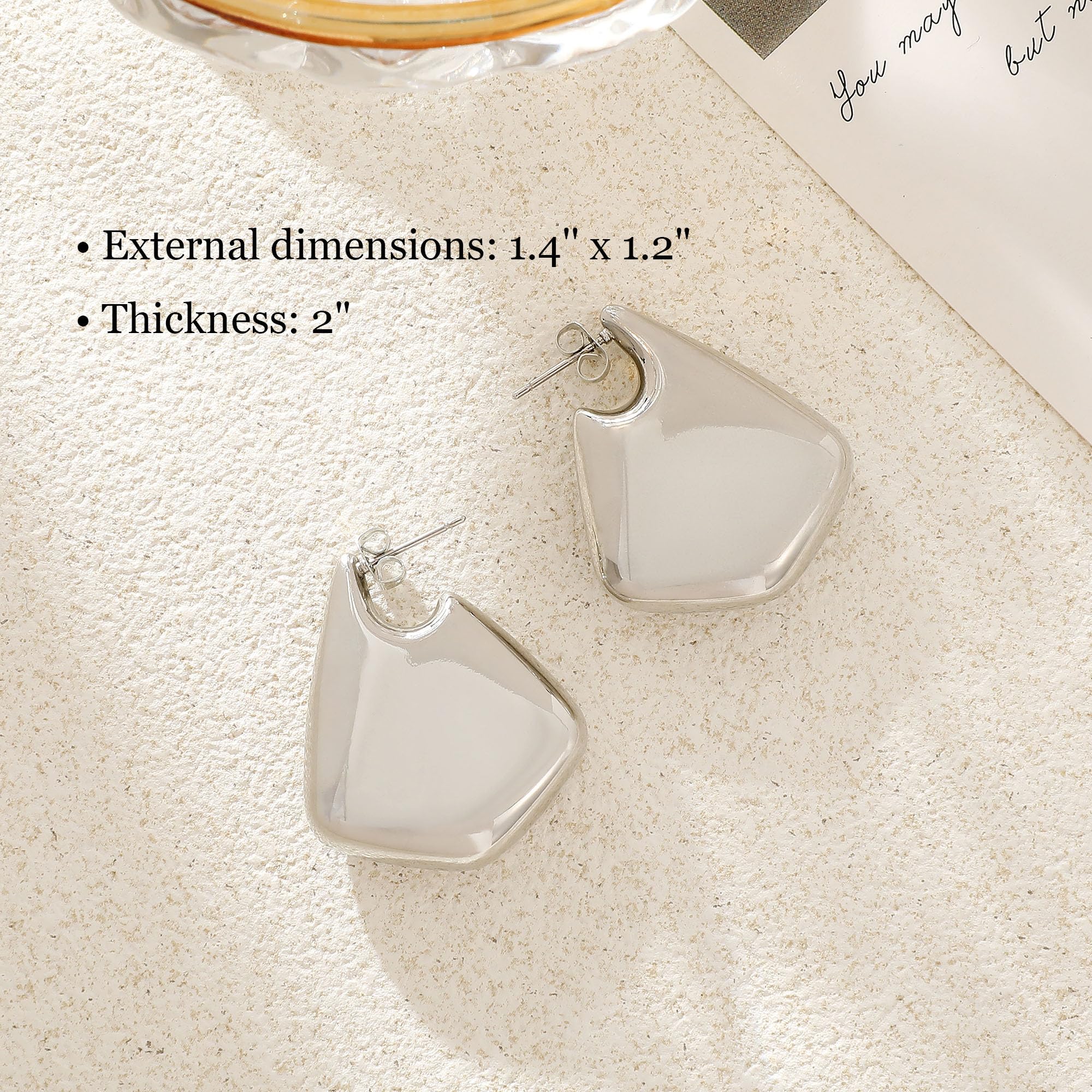 SHERLOVE Chunky Big Fin Drop Silver Statement Earrings for Women Fin Drop Hoop Earrings Women Girls Fashion Jewelry Gift