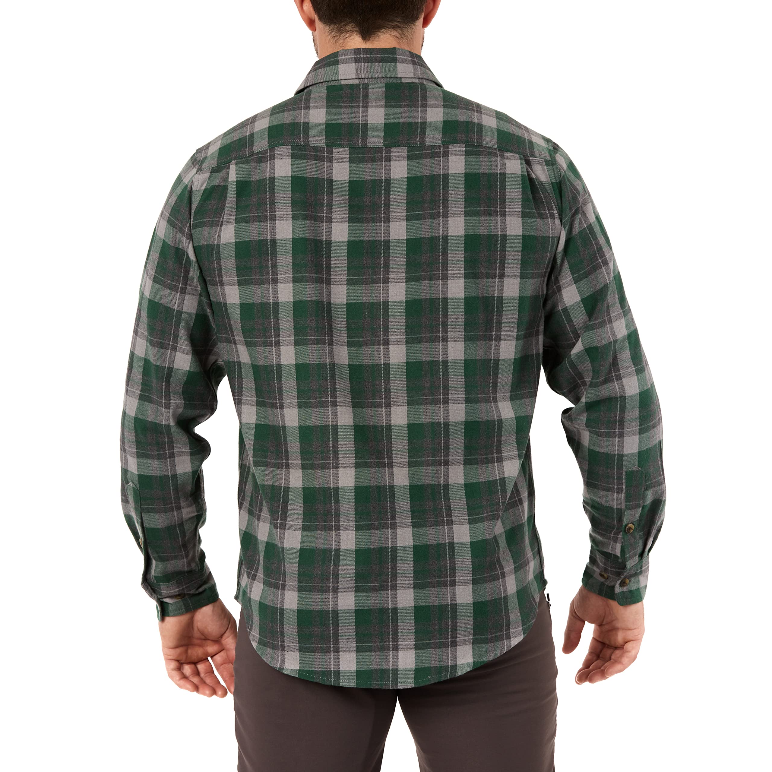 Smith's Workwear mens Plaid Two Pocket Flannel Button Down Shirt, Heather Viridian-365, X-Large US