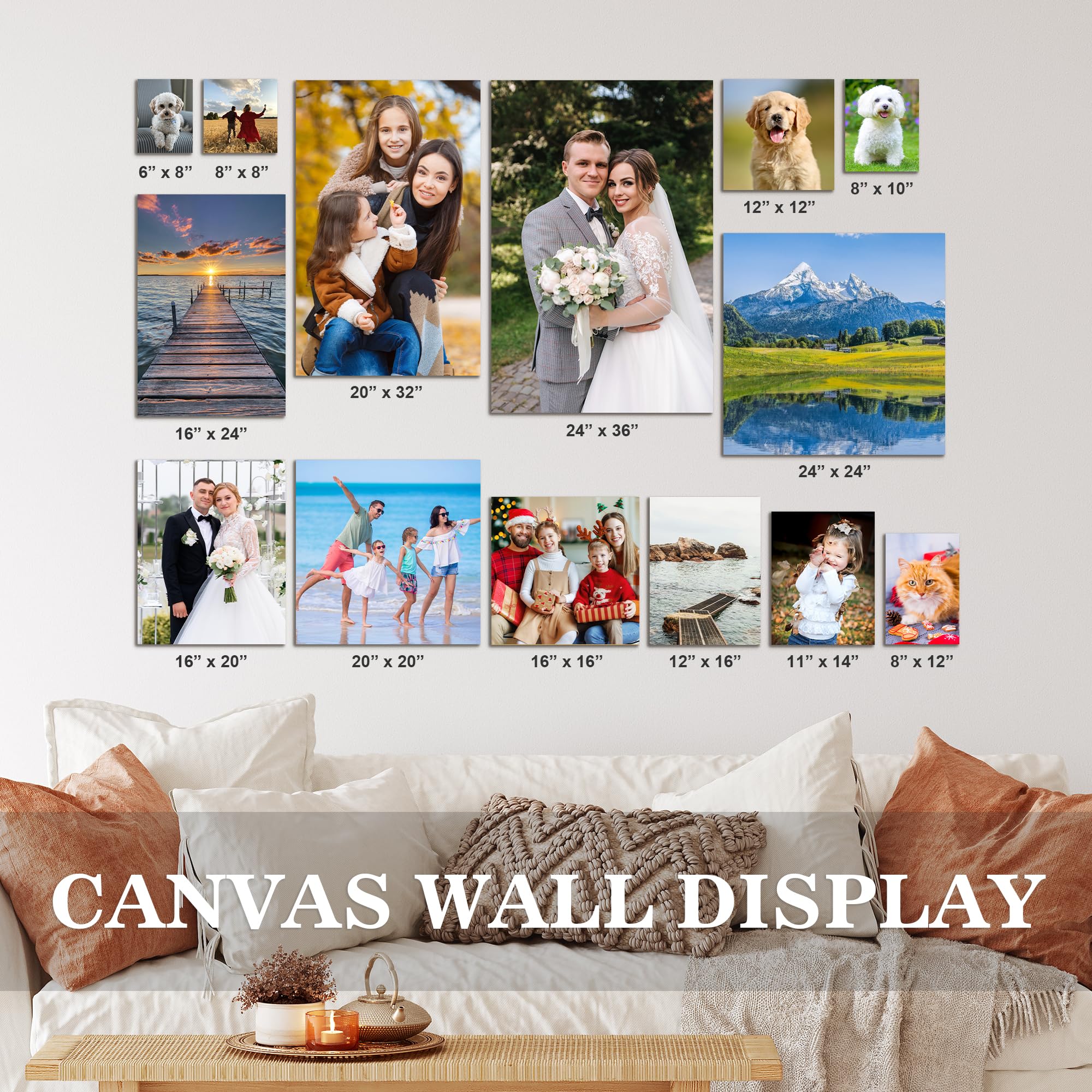 GagetElec Custom Canvas Prints with Your Photos,Personalized Canvas Pictures Prints,Customized Canvas Wall Art Decoration for Family, Baby, Pets,Home Office Decor, Christmas &Thanksgiving Gifts (8L" x 10W")