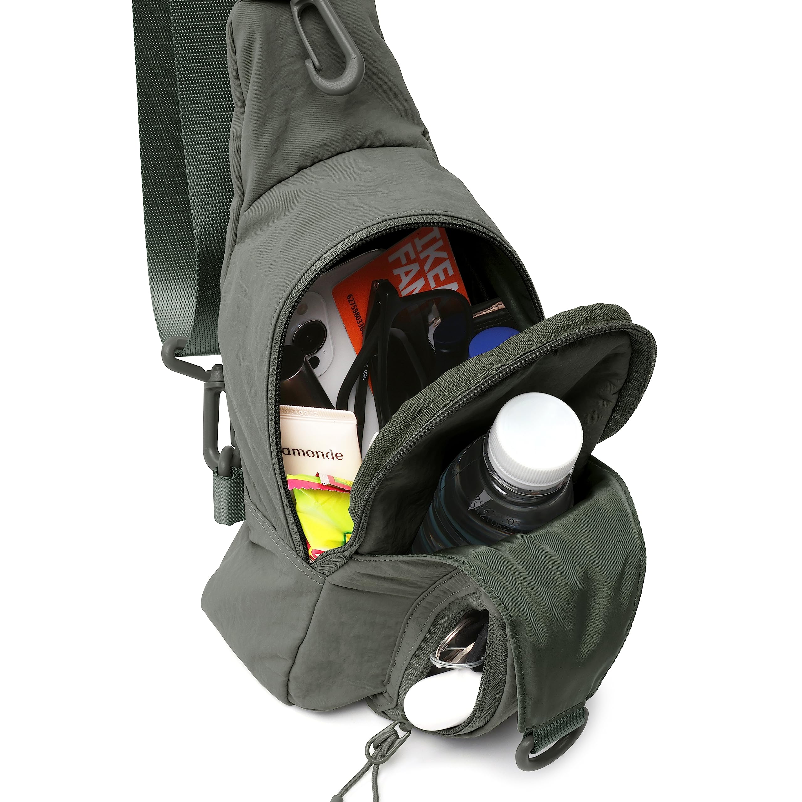 ODODOS Daily Sling Bag with Adjustable Straps Crossbody Chest Bag Lightweight Small Backpack for Casual Outdoor Traveling Hiking, Charcoal