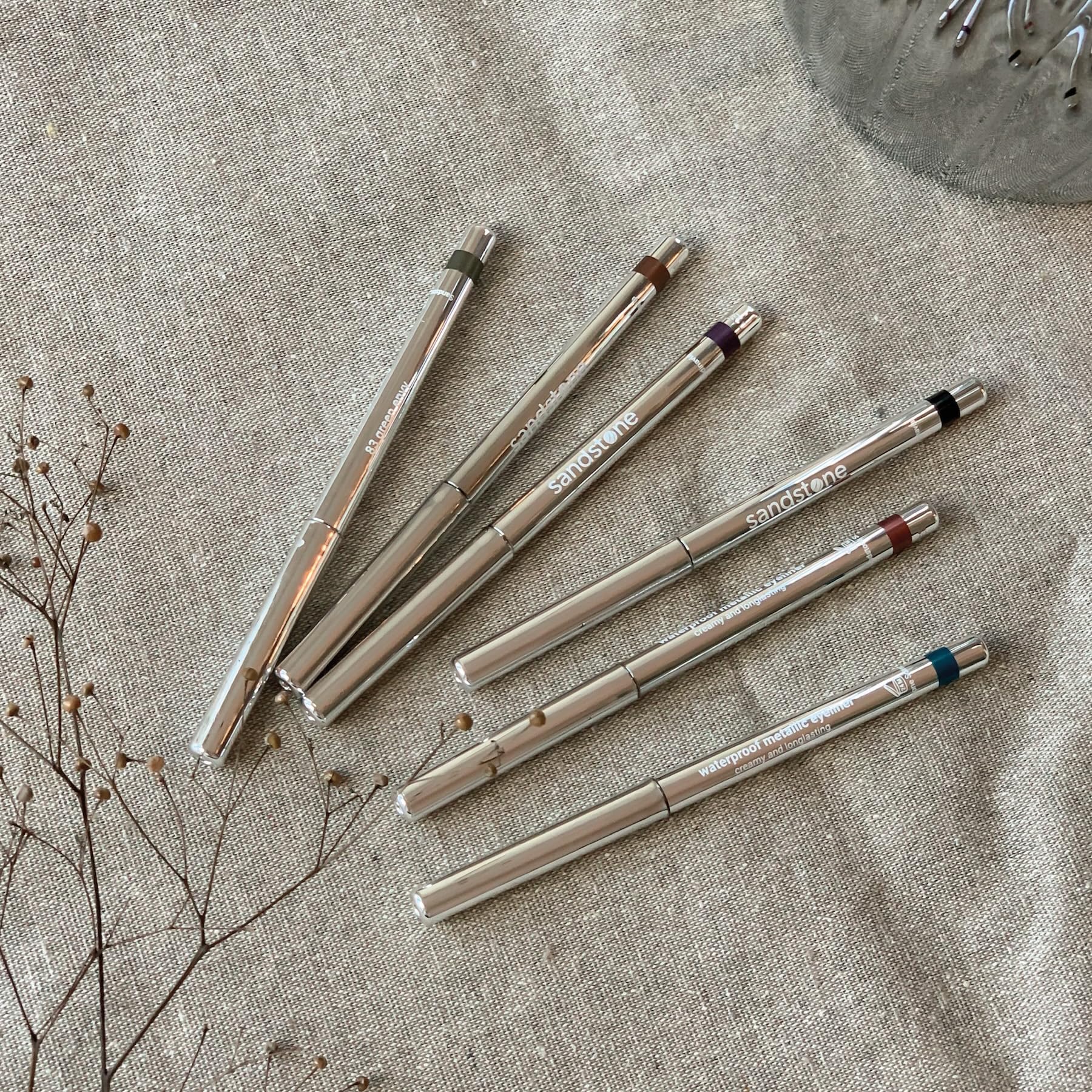Sandstone Scandinavia Hypoallergenic Waterproof Metallic Eyeliner Pencil – Green – Fragrance-Free, Vegan – Smudge-Proof Eye Liner for Sensitive Eyes