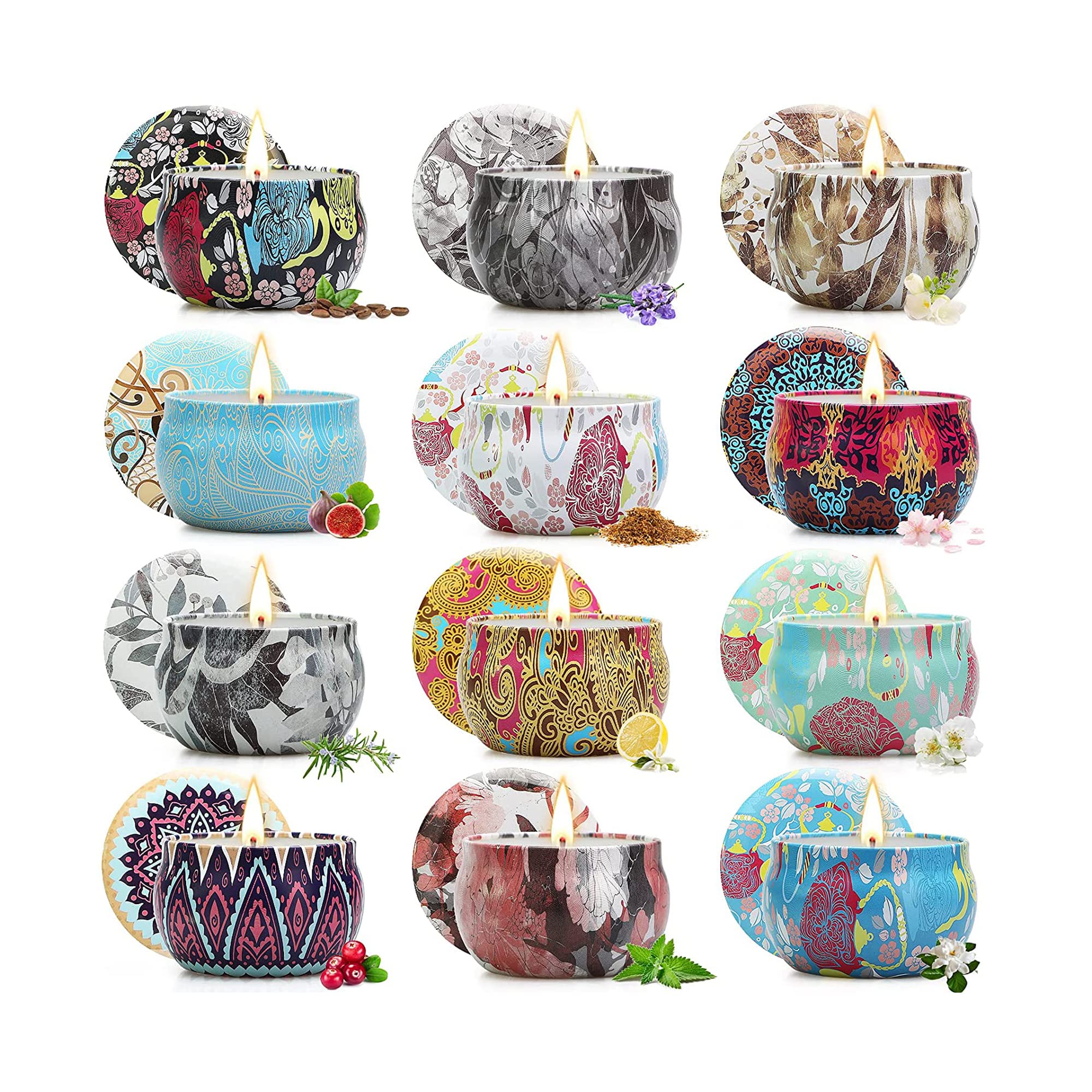 Candles, Candles Gifts for Women, 12 Pack Scented Candles, Soy Candles, Christmas Gifts for Women, Stress Relief & Body Relax, Ideal Gifts for Women Birthday, Valentines Day, Thanksgiving