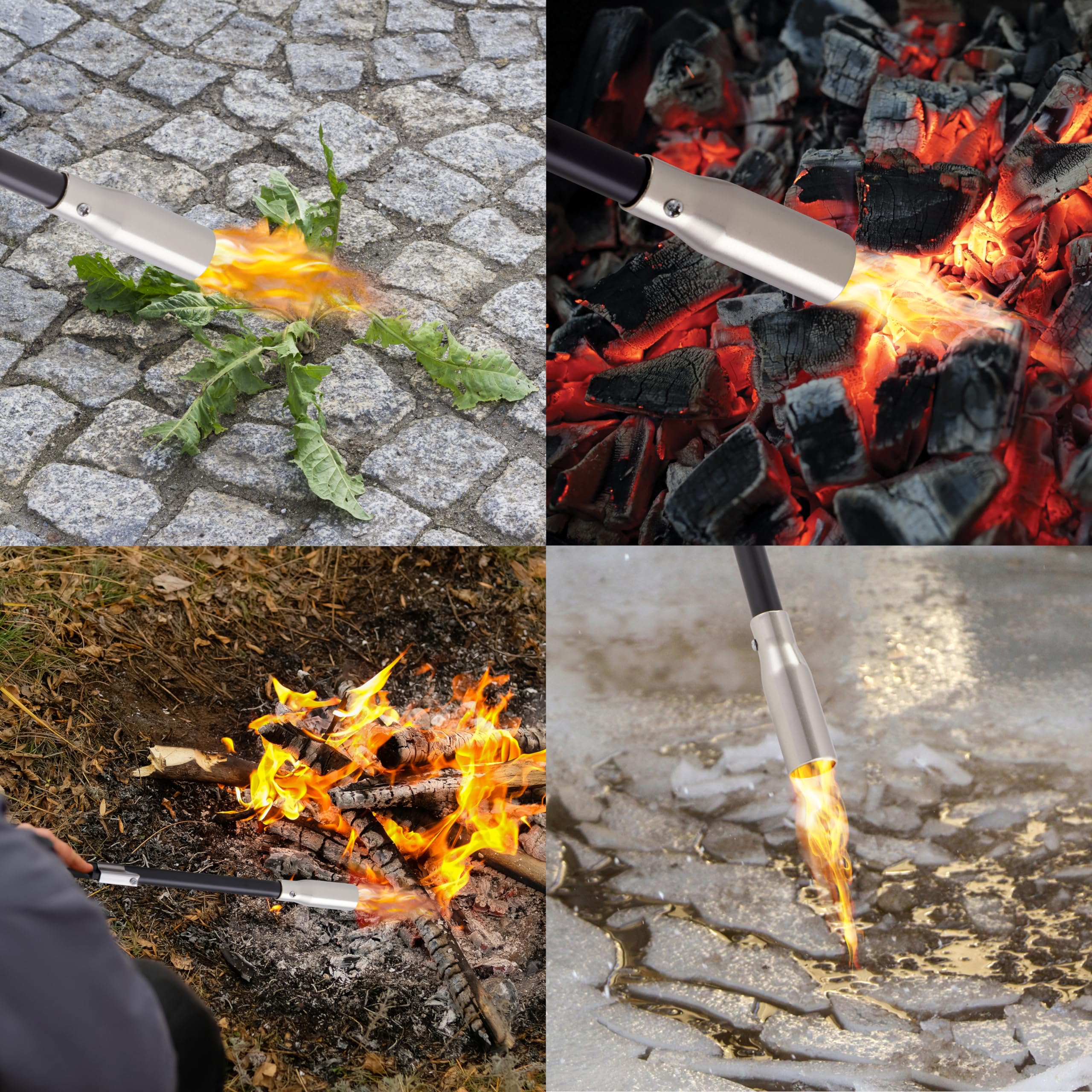 Ivation Mini Propane Torch with Self Igniter, Handheld Weed Burner Tool with Built-In Lighter for Lawn, Yard, Driveway, Ice & Charcoal, 24,000 BTU