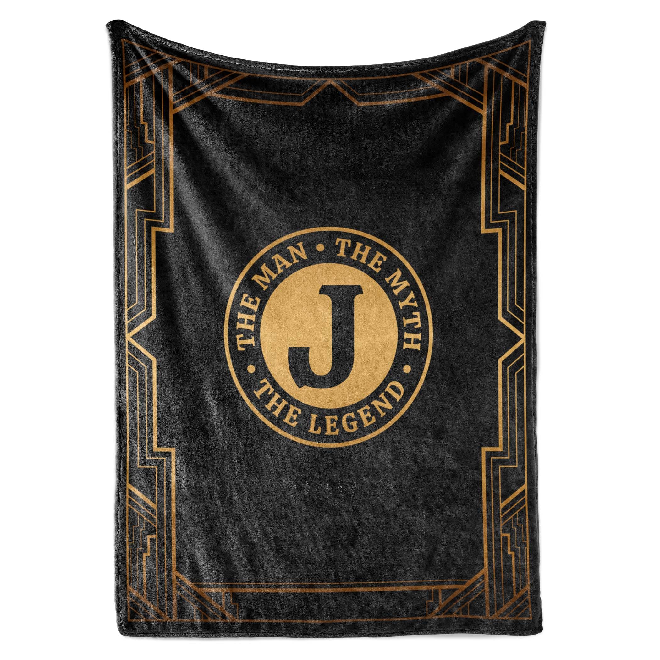 InnoBeta Initial Birthday Gifts for Men, Birthday Gifts for Him, The Man The Myth The Legend Gift Ideas for Dad, Grandpa, Uncle- 300gsm Flannel Blanket- 50"x 65"J