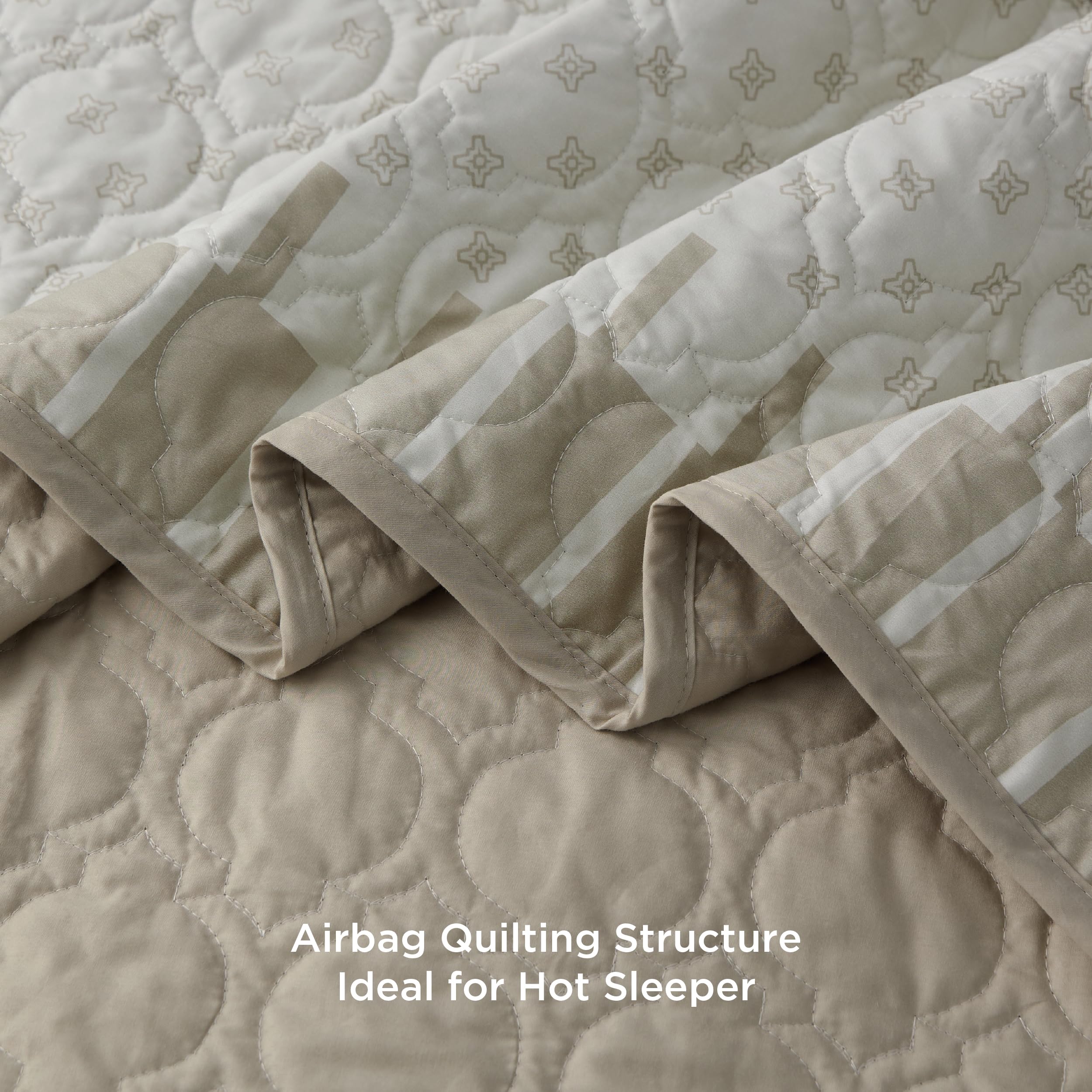 Bedsure Cotton Quilt Set Queen - Paisley Pattern Reversible Quilt Bedding Set, 3 Pieces Microfiber Bedspread, Taupe Floral Coverlet Set with 2 Pillow Shams for All Seasons (90"x96")