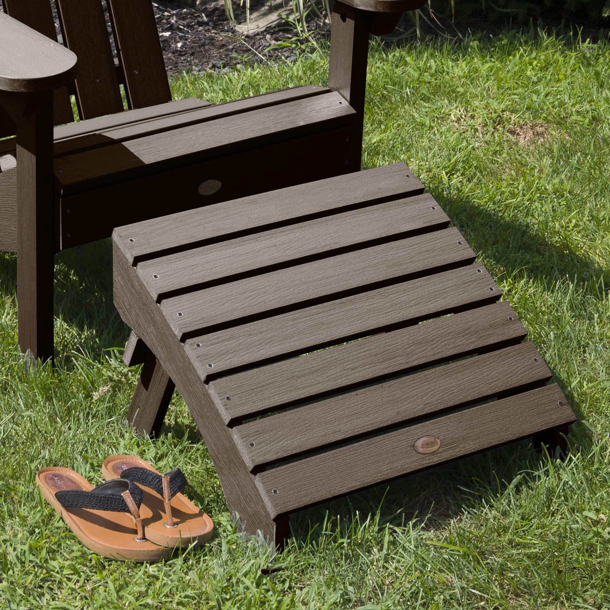 Highwood AD-OTL1-ACE Adirondack Folding Ottoman, Weathered Acorn