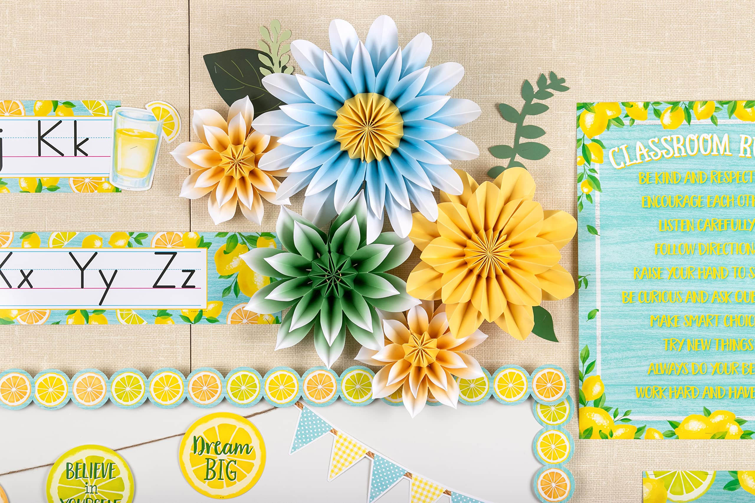 Teacher Created Resources Floral Sunshine Paper Flowers Premade Decorations for Party Photo Backdrops, Classrooms Walls, Showers and Birthday Celebrations (TCR8546)