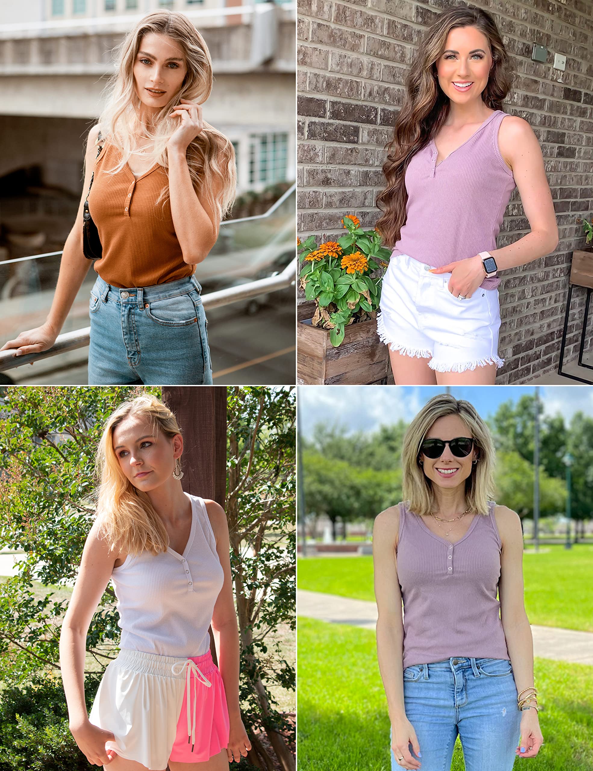 MEROKEETY Women's Sleevless V Neck Tank Top Solid Color Summer Basic Tees Shirts, Green, S