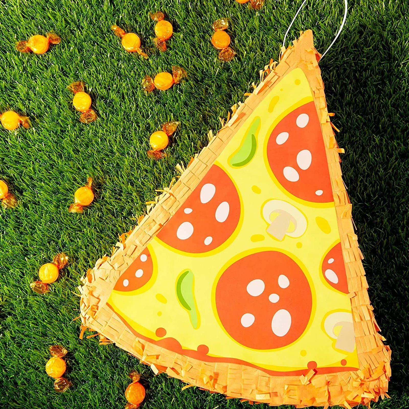 BLUE PANDA Pizza Pinata - Food Themed Birthday Party Decorations, Table Centerpiece (Small, 16.5 x 13.5 x 3 in)