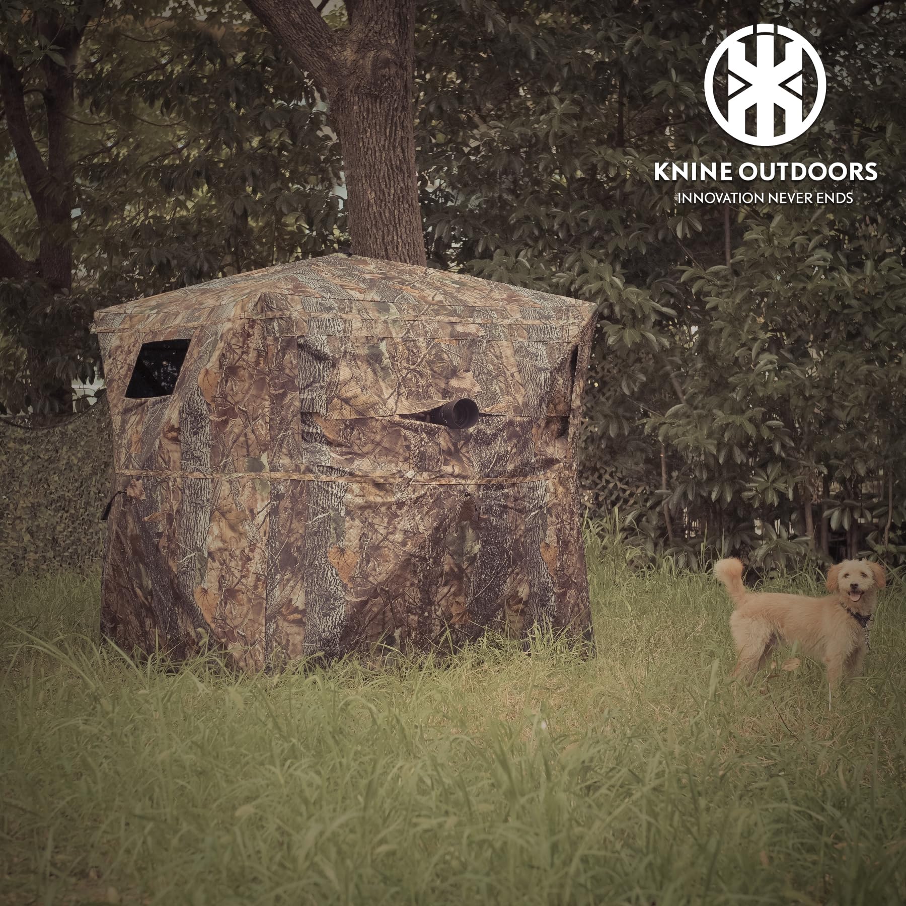 KNINE OUTDOORS Hunting Blind, 2-3 Person Pop Up Ground Blinds for Deer Hunting 270 Degree, Portable Resilient Hunting Tent for Deer & Turkey (Standard Style)