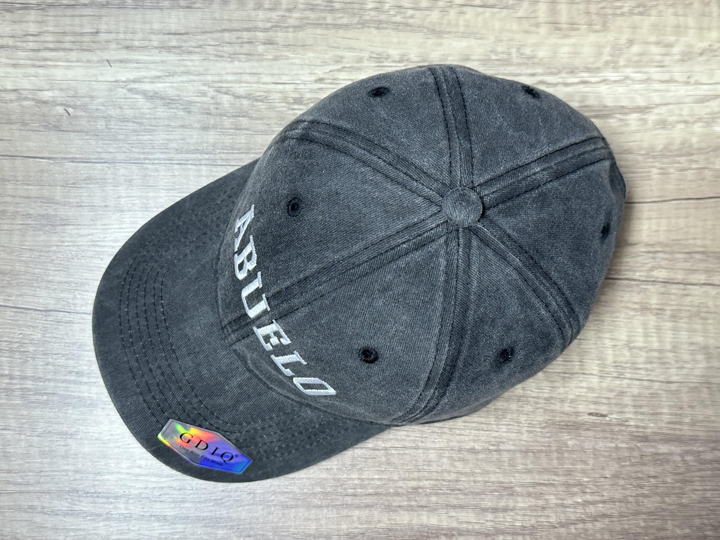GDIQ Abuelo Hat, Gifts for Grandpa Grandfather, Latino Hispanic Family Present, Adjustable Washed Black Embroidery Baseball Cap for Men