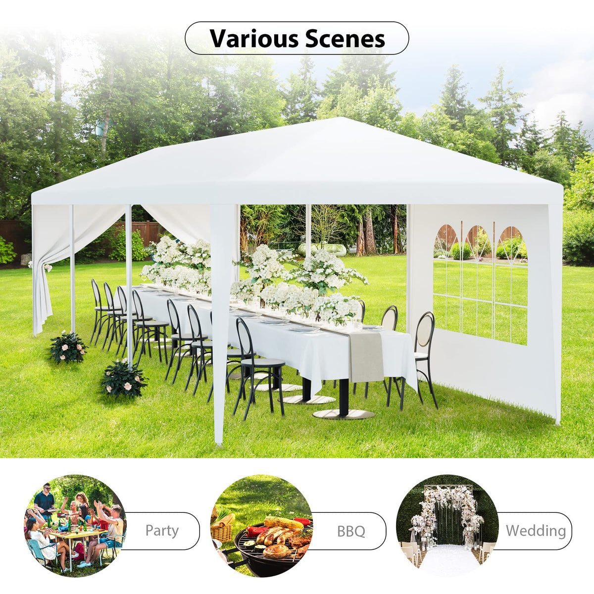 BBBuy 10'x30' Outdoor Party Wedding Tent Canopy Waterproof Camping Gazebo BBQ Shelter Pavilion Heavy Duty, 8 Removable Sidewalls (10x30)