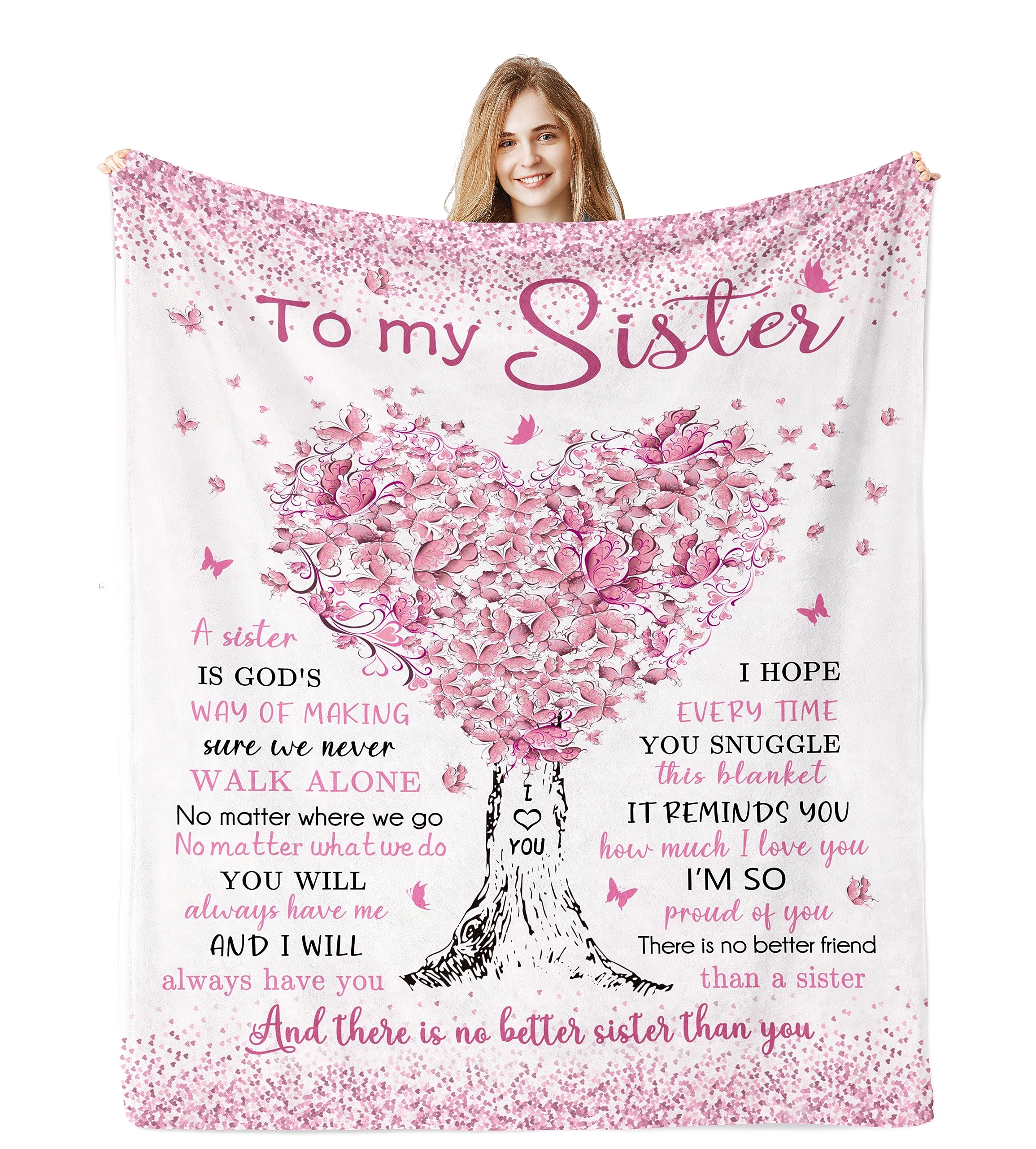 Jamfind Sister Gifts, Big Sister Gift, Happy Birthday Gifts for Sister from Sister Brother, Sister Blanket 60"x 50", Sisters Birthday Graduation Gifts Ideas for Women, Best Sister Ever Gifts
