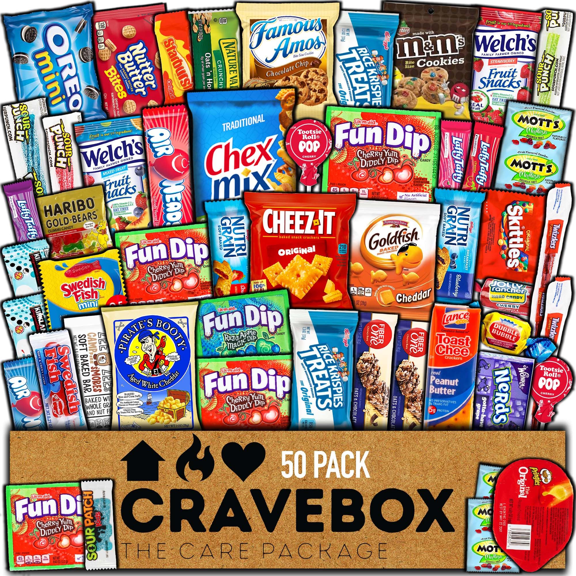 CRAVEBOX Snack Box (50 Count) Halloween Variety Pack Gift Care Package Basket Adult Kid Guy Girl Women Men Birthday College Student Office Back to School