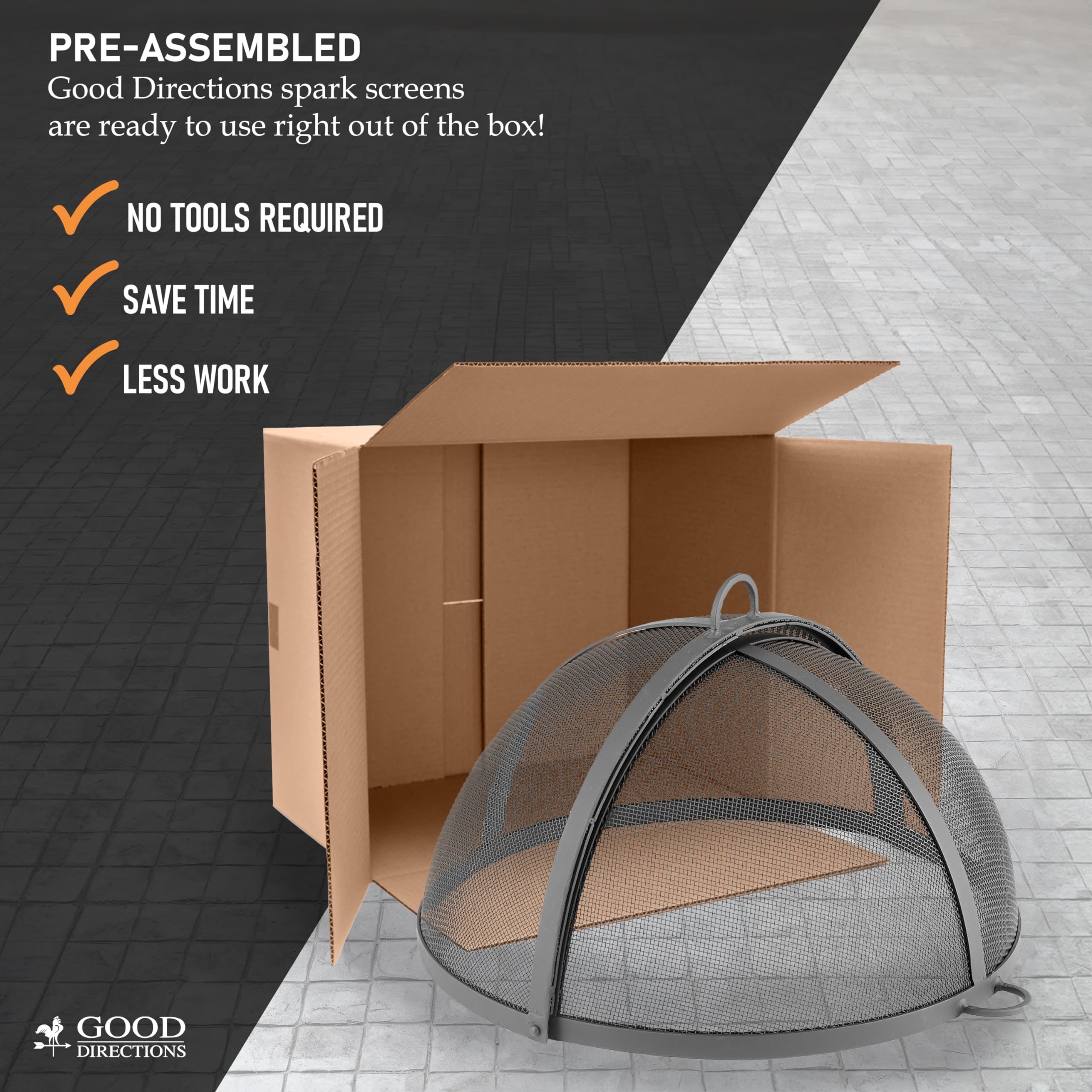 Good Directions 774 Heavy Duty Pit Spark Fire Screen Hinged for Easy Access, 24 Inch