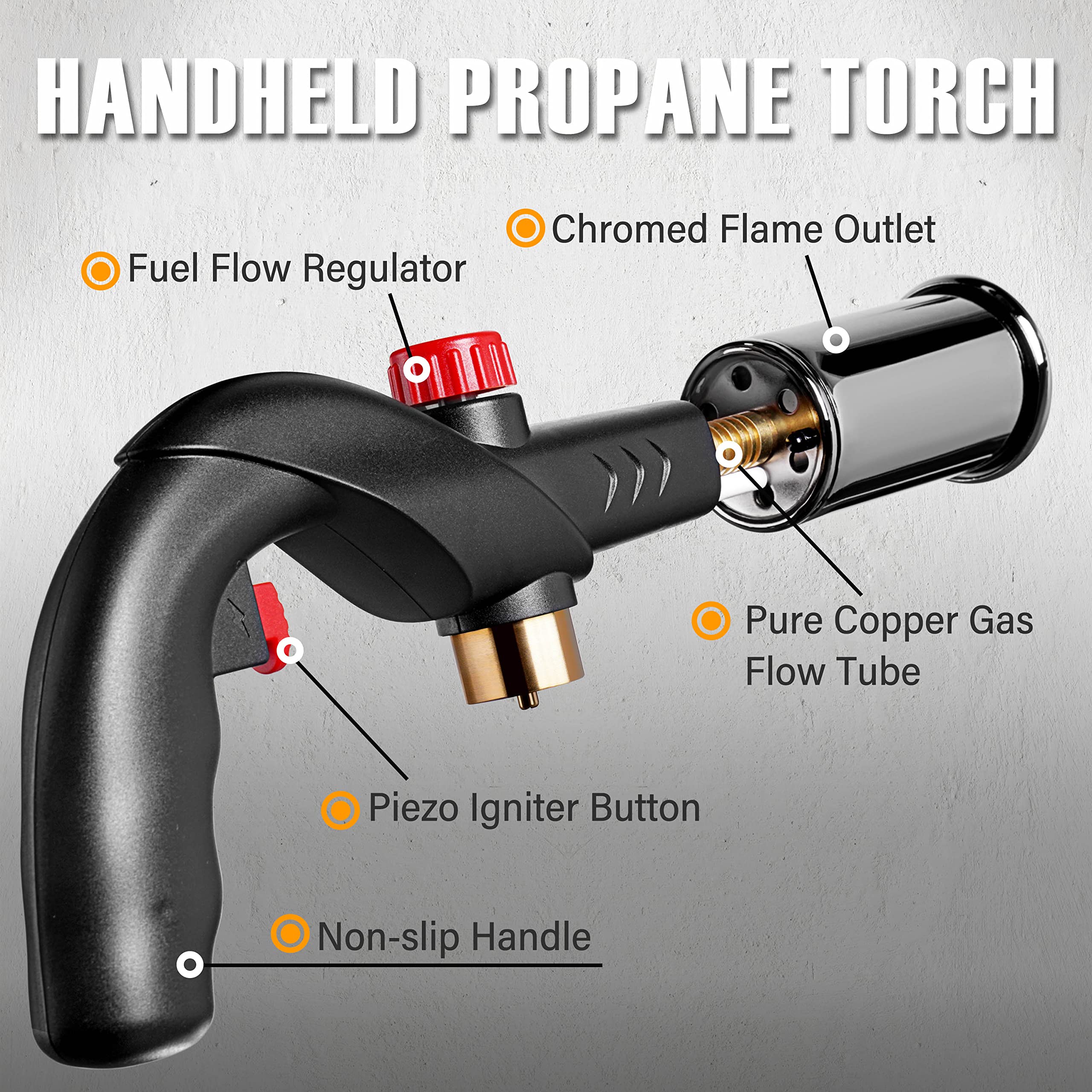 ravs POWERFUL Propane Cooking Torch, Searing Torch for Sous Vide, Steak, BBQ Grill Gun Kitchen Blow Torch, Handheld Culinary Torch for Creme Brulee, Campfire Charcoal Starter -Gas Tank Not Included