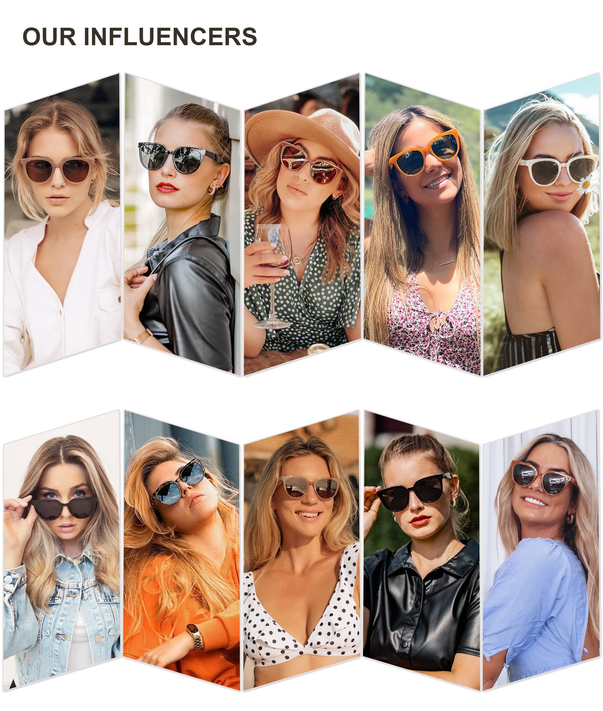 SOJOS Trendy Cat Eye Round Polarized Sunglasses for Women Fashion UV Protection Sunnies Sunglasses SJ2175, Beige Frame/Grey Lens