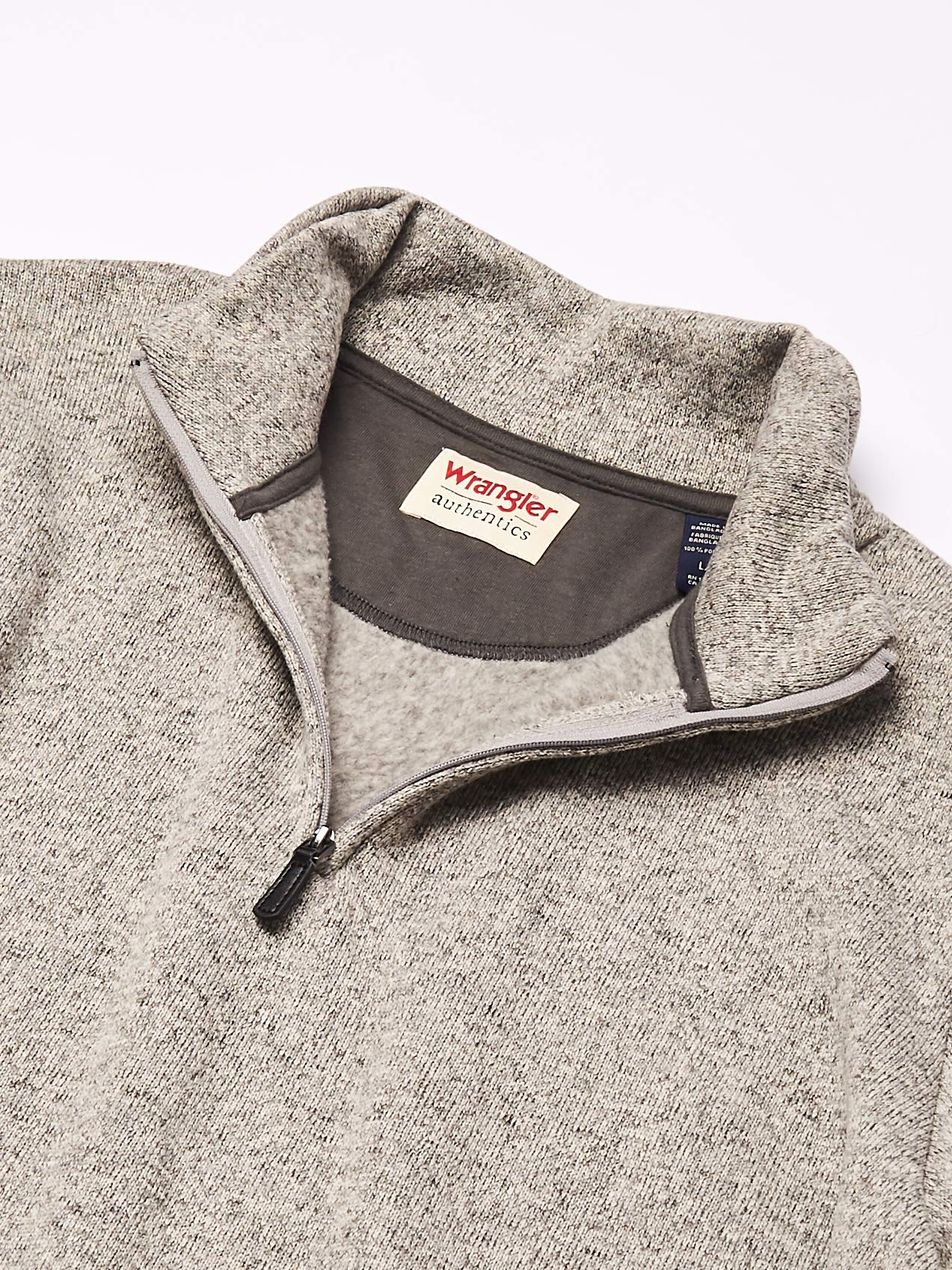 Wrangler Authentics Men's Long Sleeve Fleece Quarter-Zip, Light Heather Gray, Medium