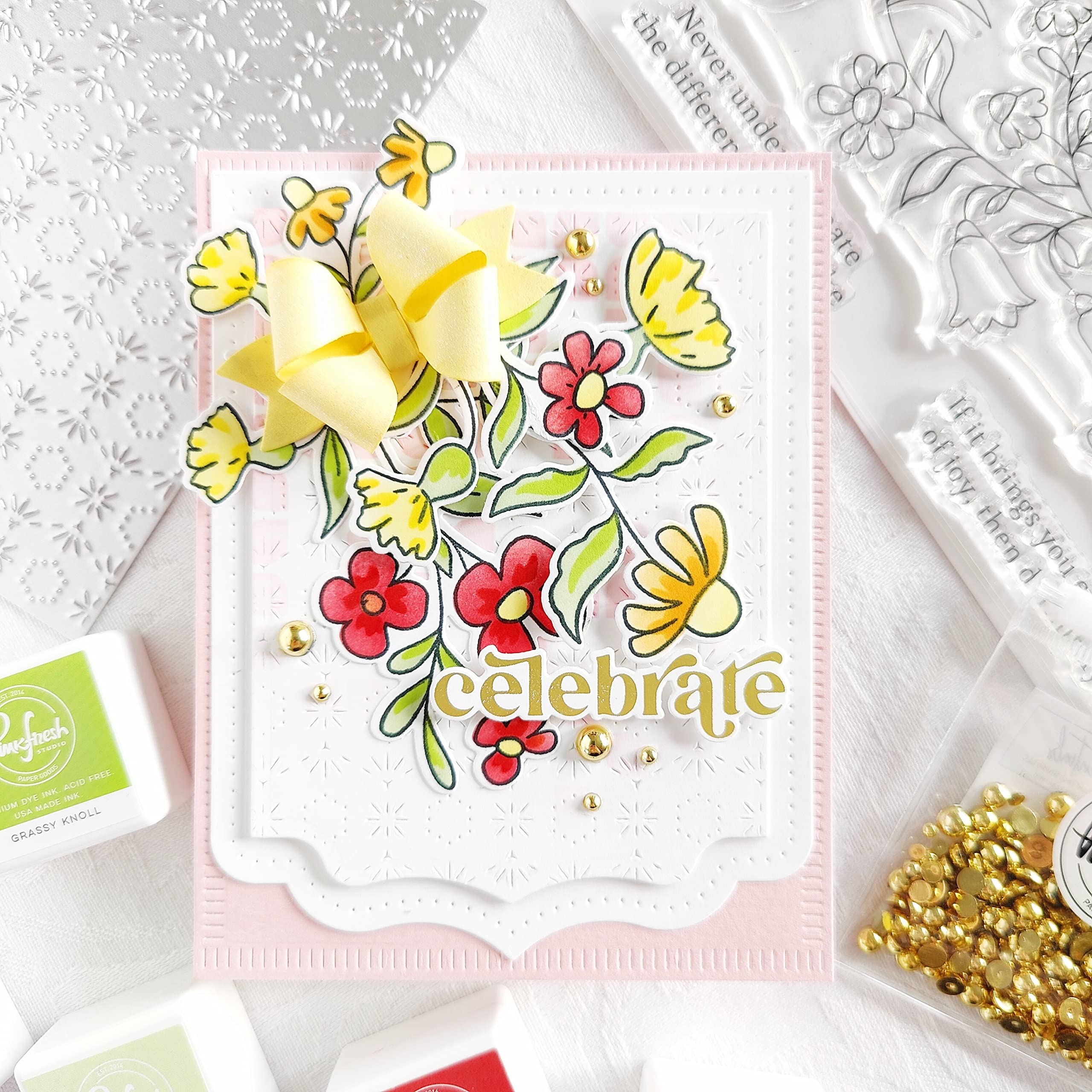 PINKFRESH STUDIO Stencil 4X9 6/PKG, Wildflower Slimline Layering