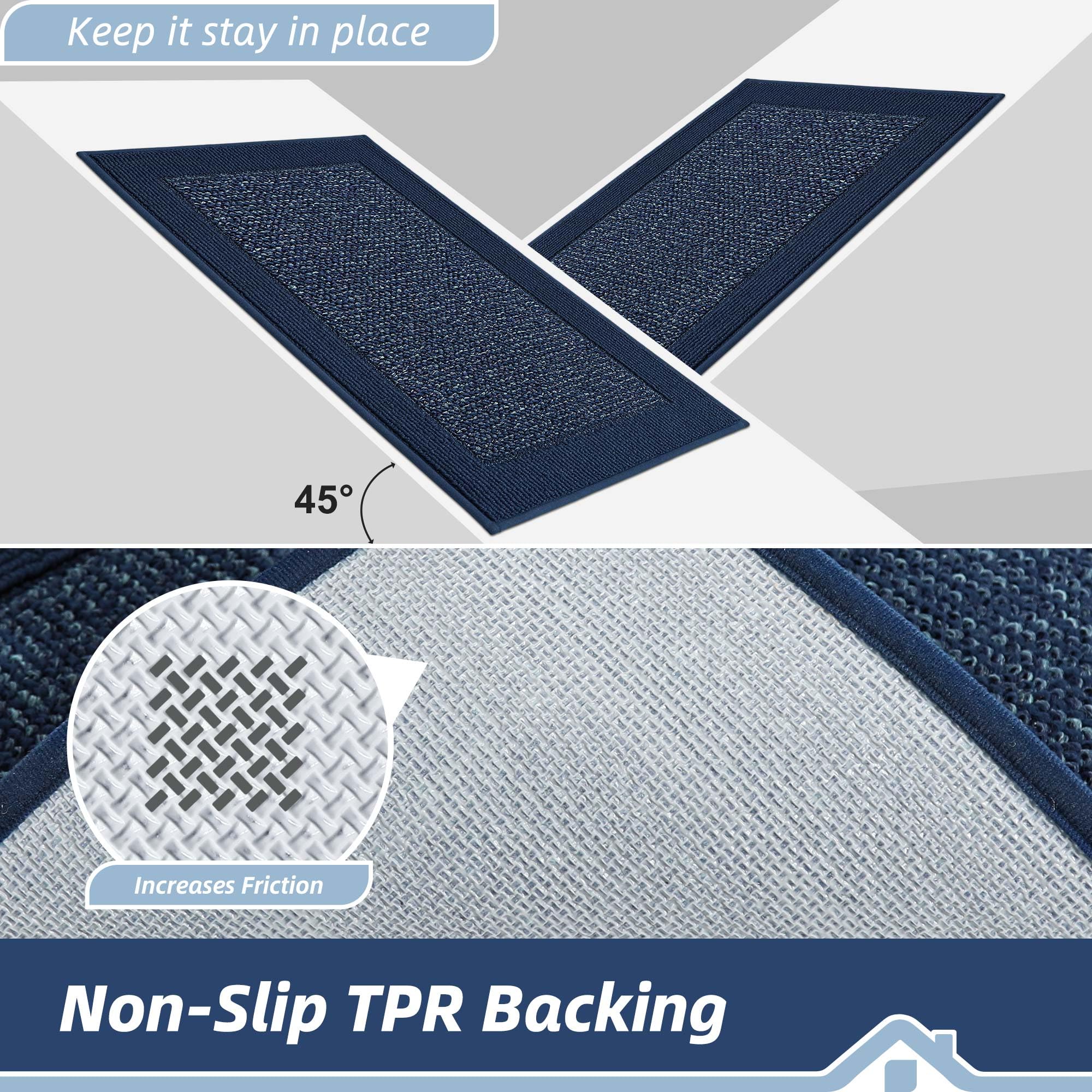 BEQHAUSE Indoor Door Mat 20" x 32", Dirt Trapper Door Mats Non-Slip Entryway Rugs Washable, Resist Dirt Absorbent Welcome Mat, Low Profile Floor Mats for Front Back Door and Entryway, Blue