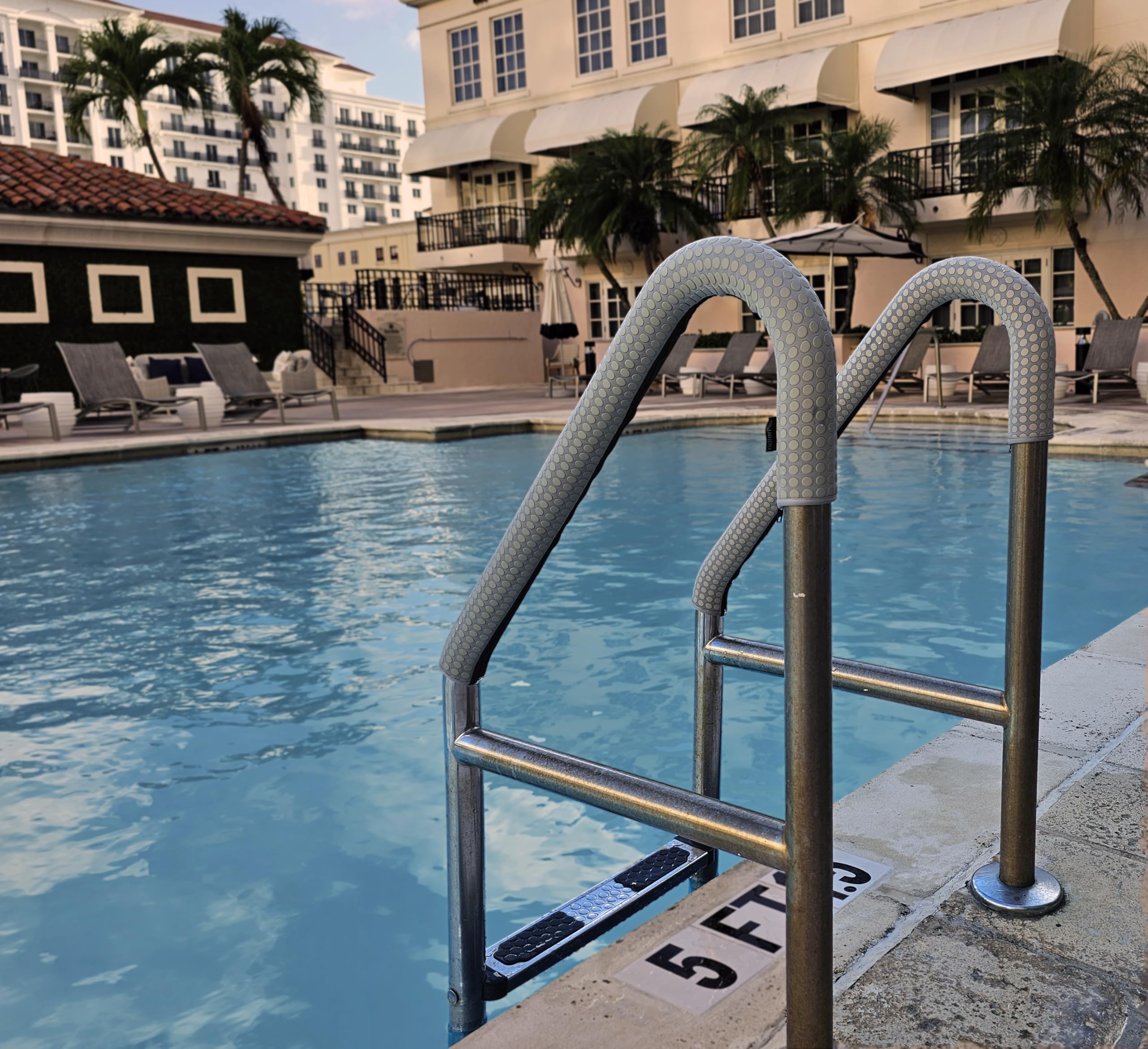 Helba Swimming Pool Handrail Cover - 4 Feet Neoprene Zippered Pool Handle Covers, Slip Resistant Hand Grip Rails for Inground Pool Entry