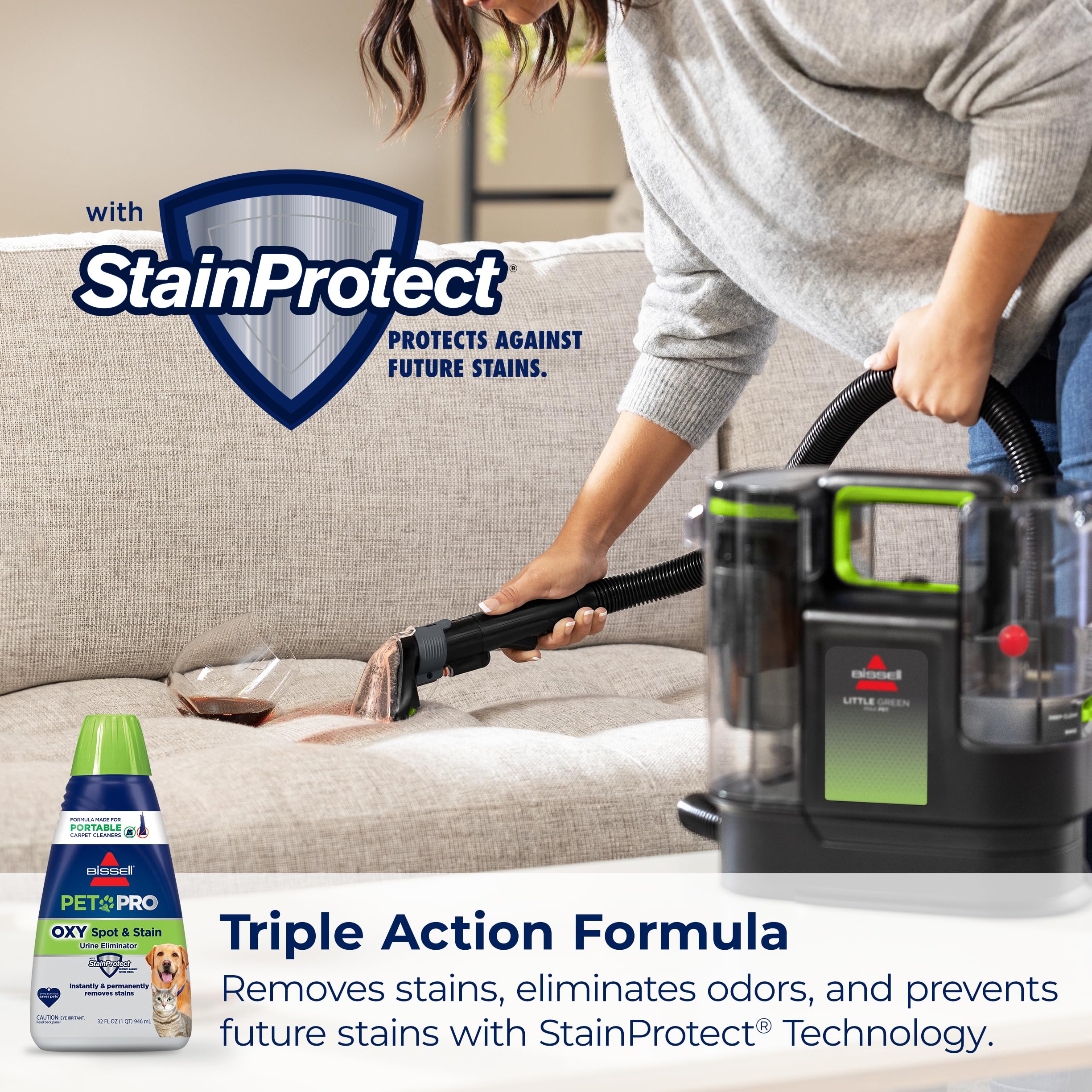 BISSELL® Little Green® Max Pet SmartMix Portable Carpet and Upholstery Deep Cleaner, Car/Auto Detailer, with SmartMix Technology, Self-Cleaning Tough Stain Tool and Pet Hair Removal Tool, 38572